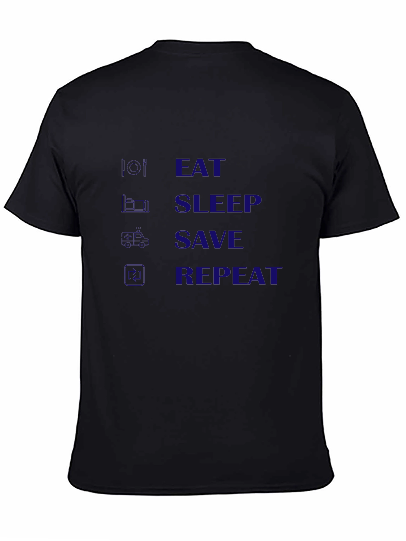 Eat Sleep Save Repeat Black Graphic Tee