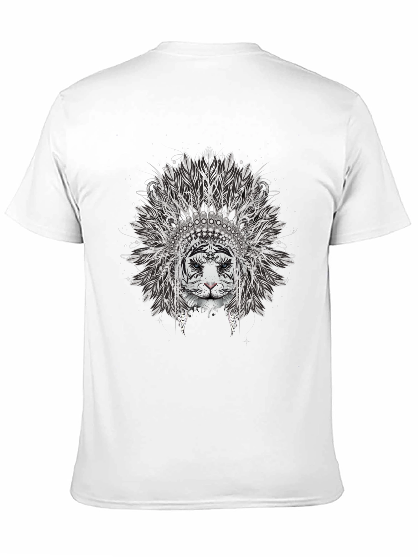 Tiger Headdress Graphic Print Black T-Shirt