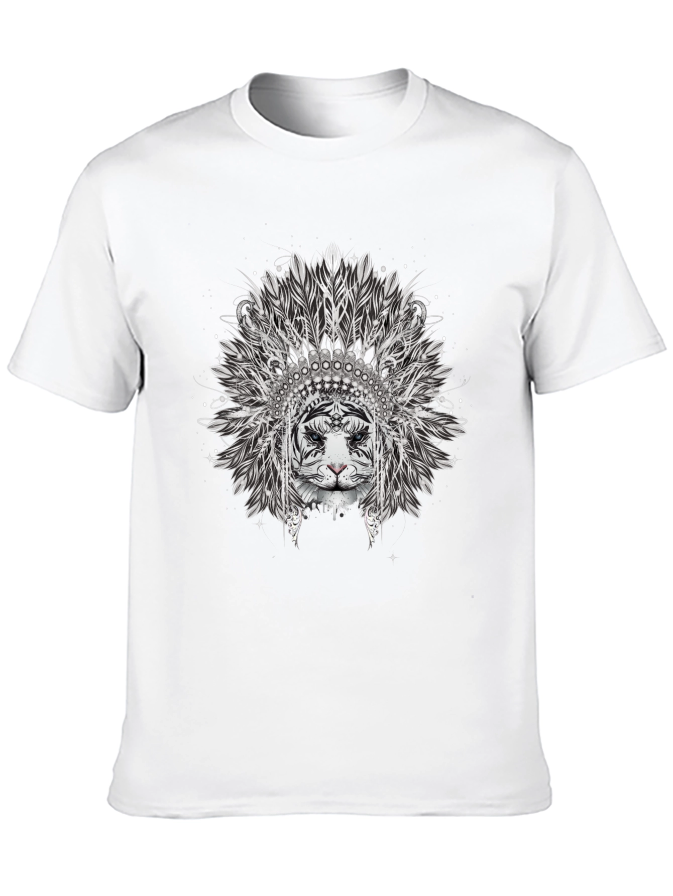 Tiger Headdress Graphic Print Black T-Shirt