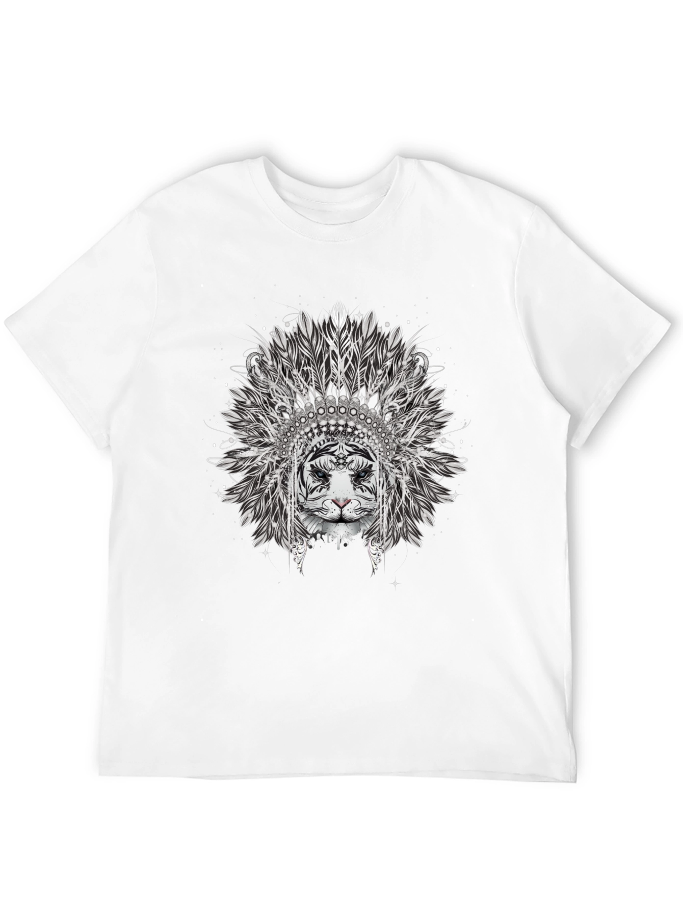 Tiger Headdress Graphic Print Black T-Shirt