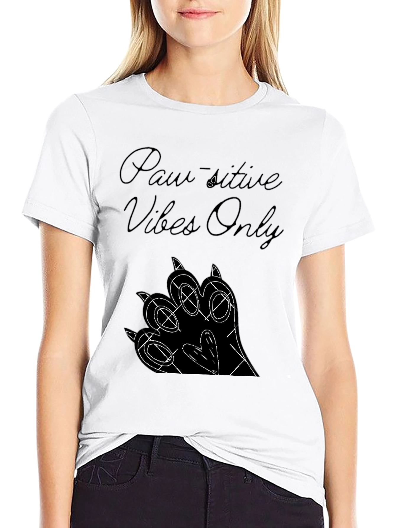 Paw-sitive Vibes Only Black Graphic Tee