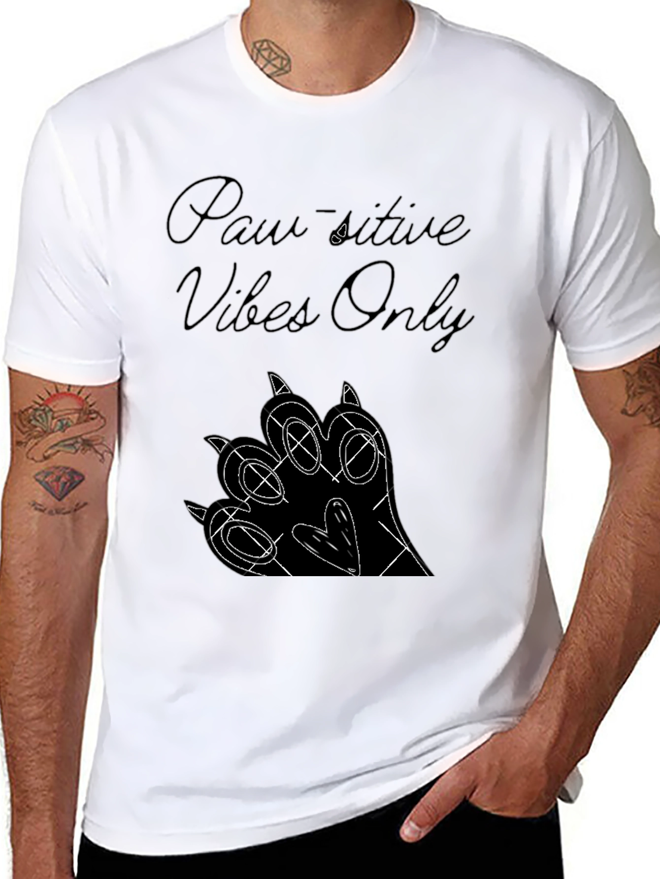 Paw-sitive Vibes Only Black Graphic Tee