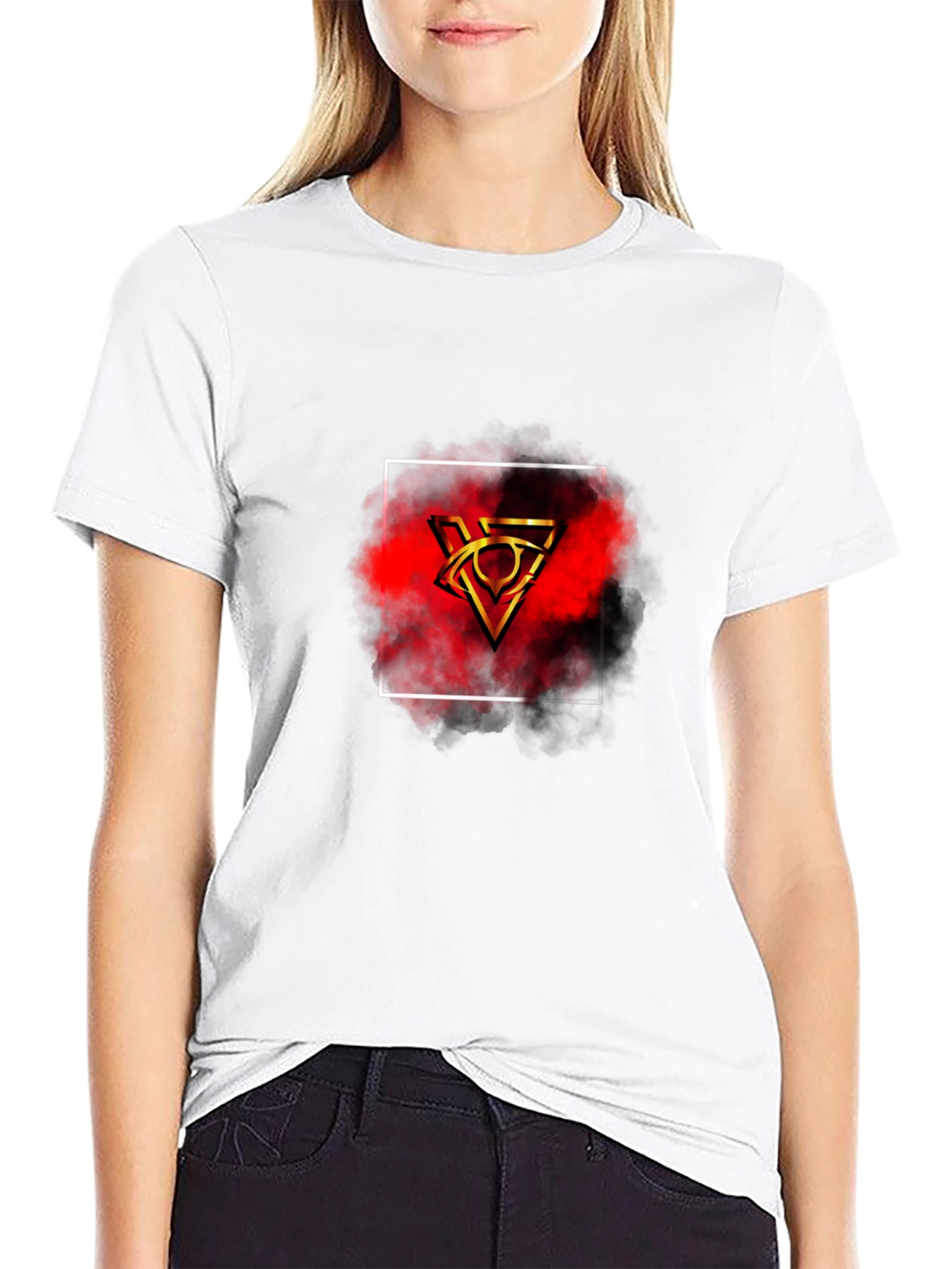 Mens Black T-Shirt with Geometric Graphic Print