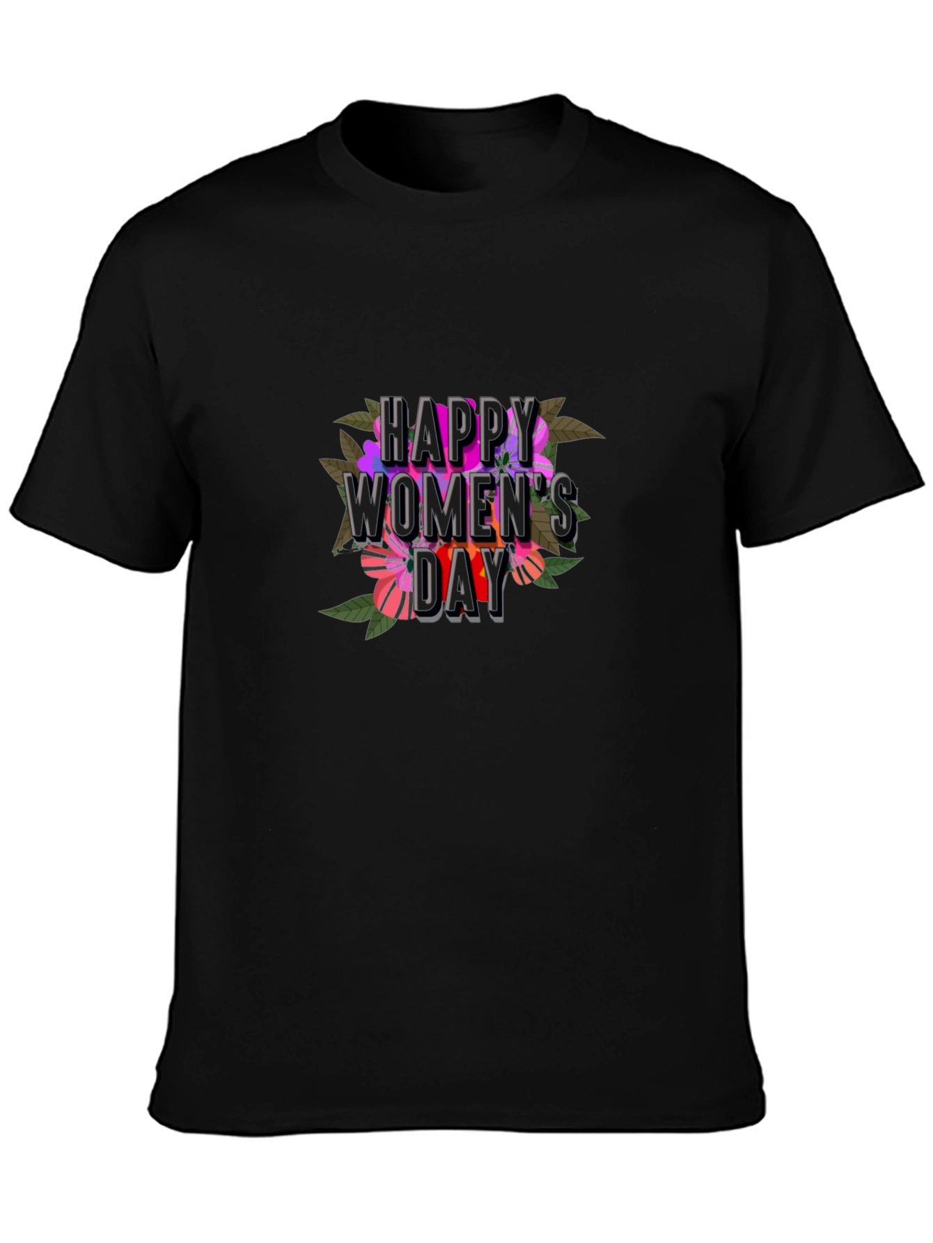 Happy Womens Day Graphic Tee - Black