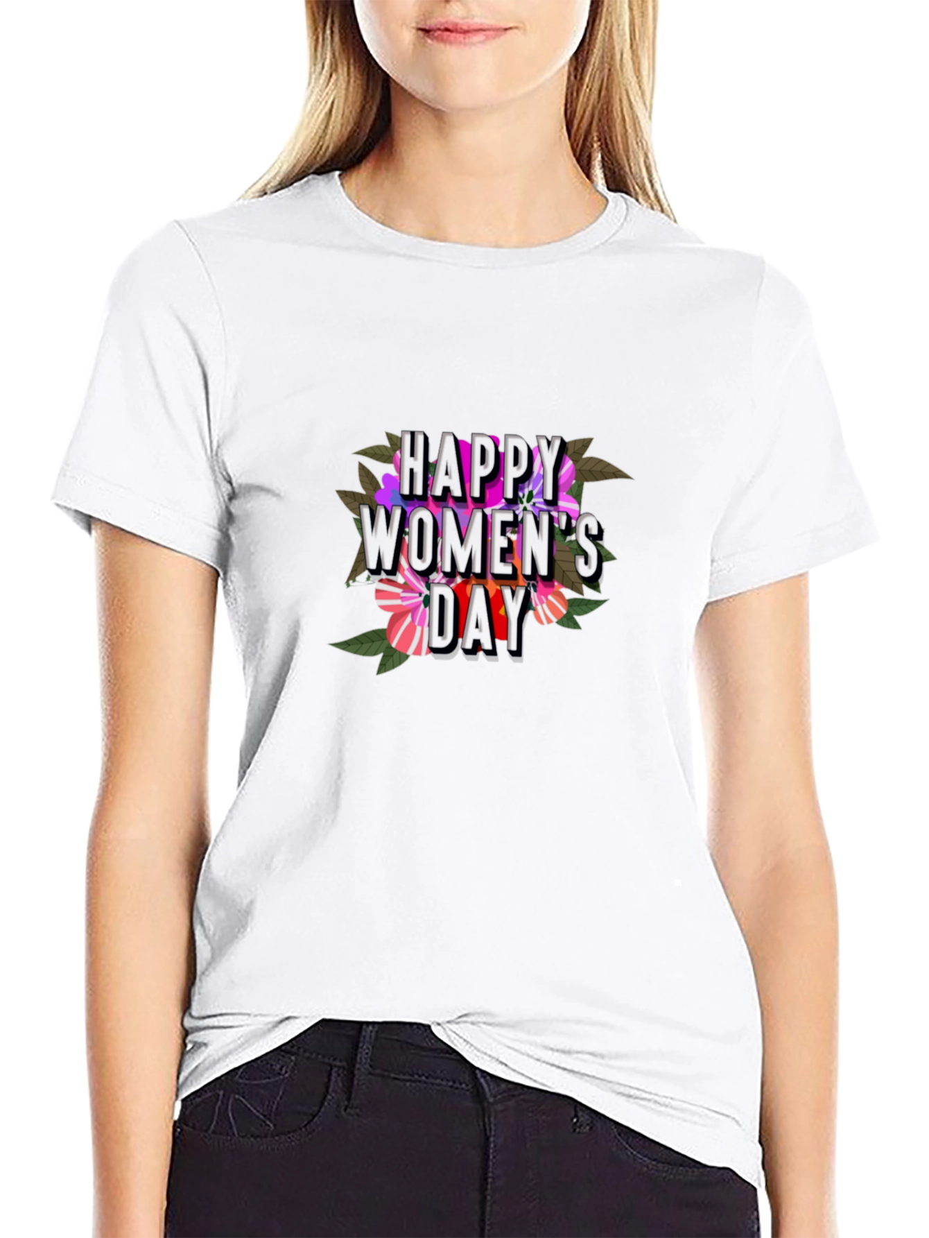 Happy Womens Day Graphic Tee - Black