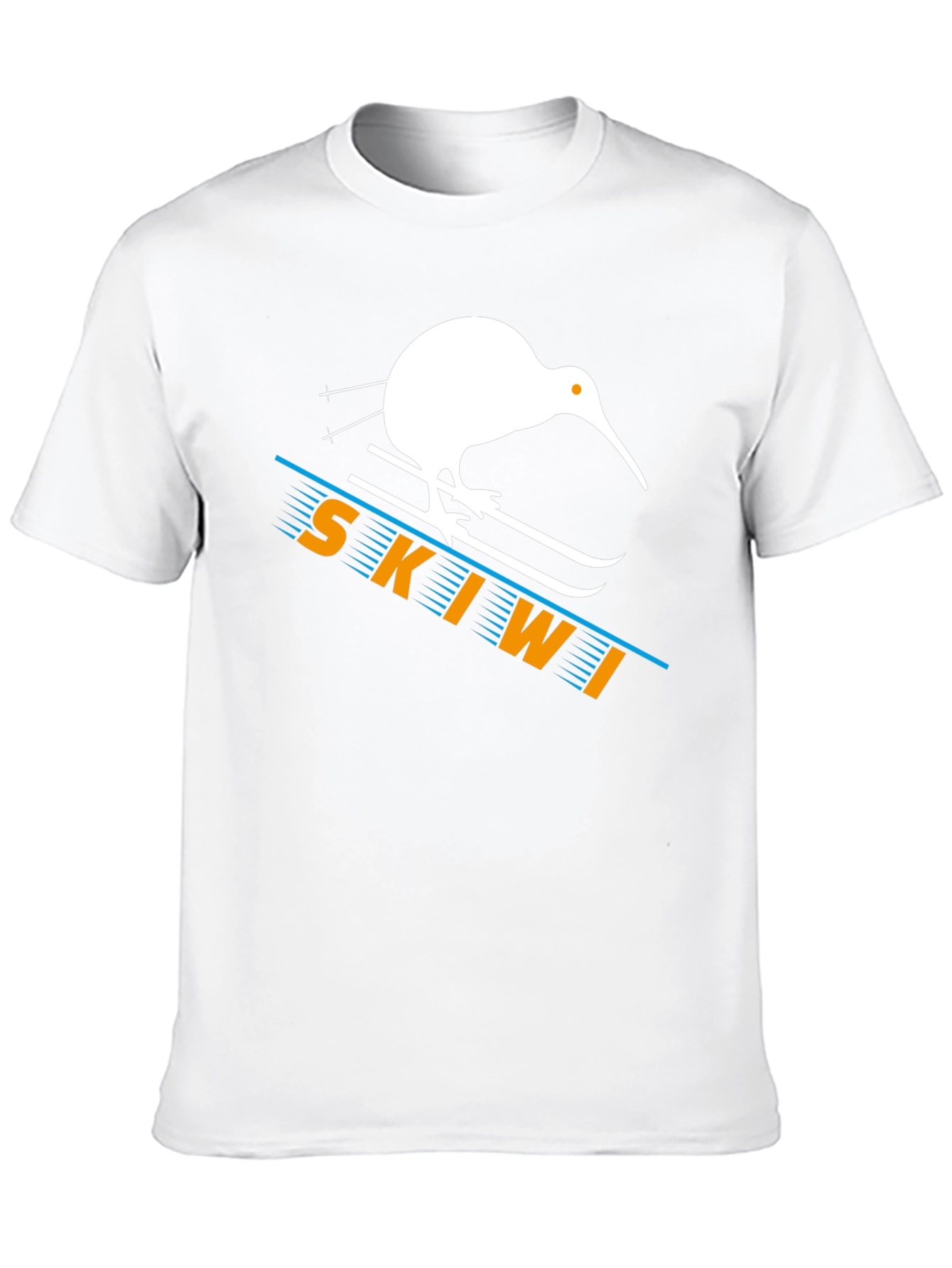 Skiwi T-Shirt - Black Cotton Kiwi Bird Skiing Tee