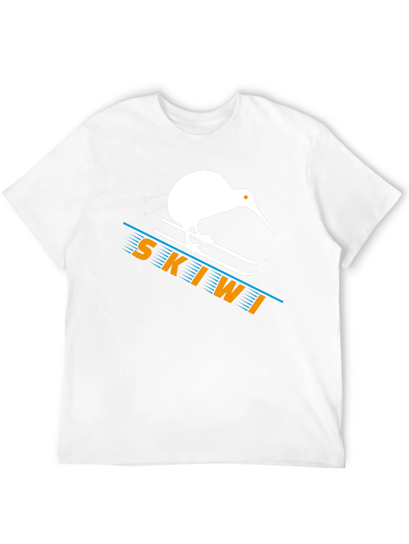 Skiwi T-Shirt - Black Cotton Kiwi Bird Skiing Tee