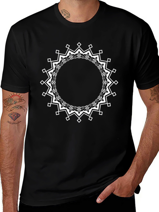 Geometric Mandala Print Black Tee