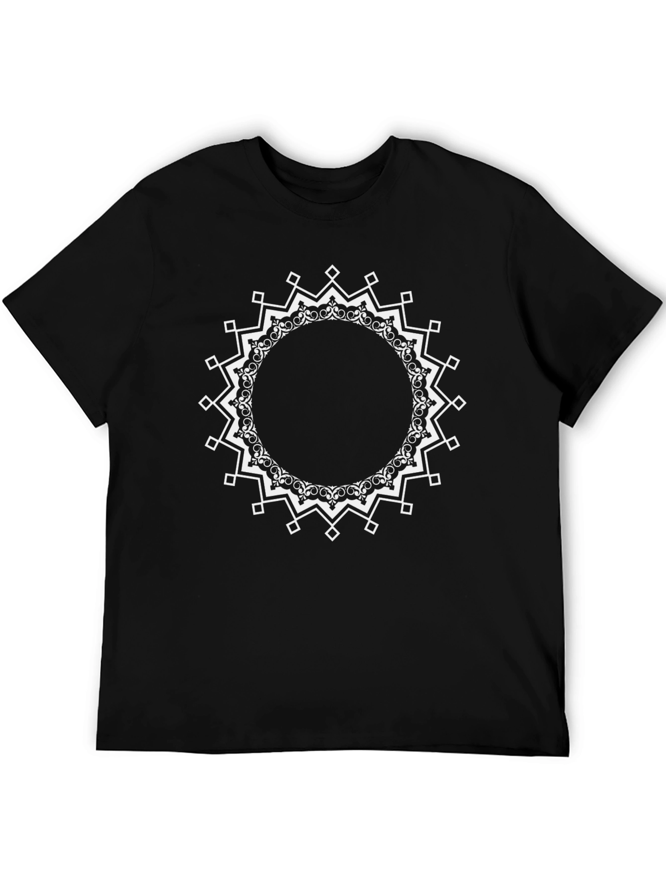 Geometric Mandala Print Black Tee