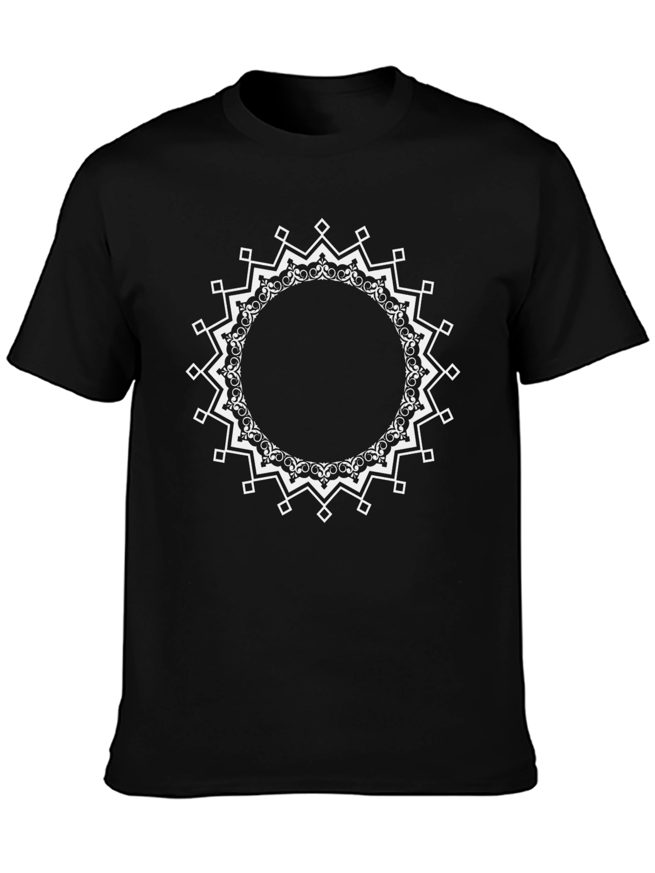 Geometric Mandala Print Black Tee