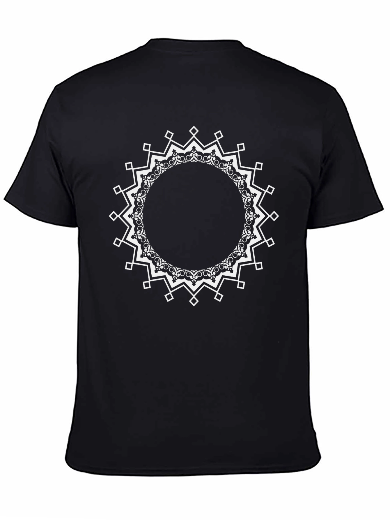 Geometric Mandala Print Black Tee