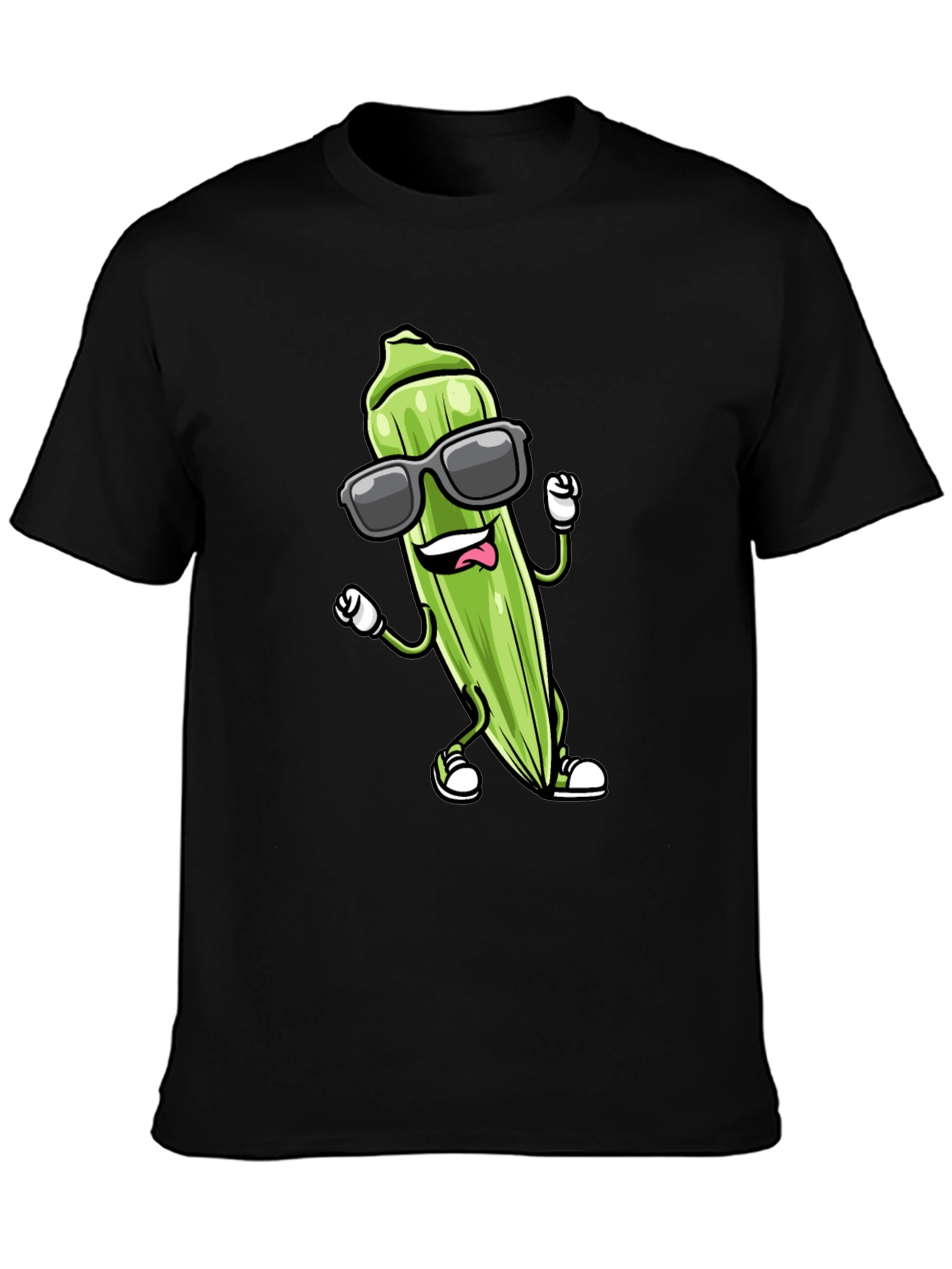 Cool Okra Graphic Tee - Black Cotton Blend