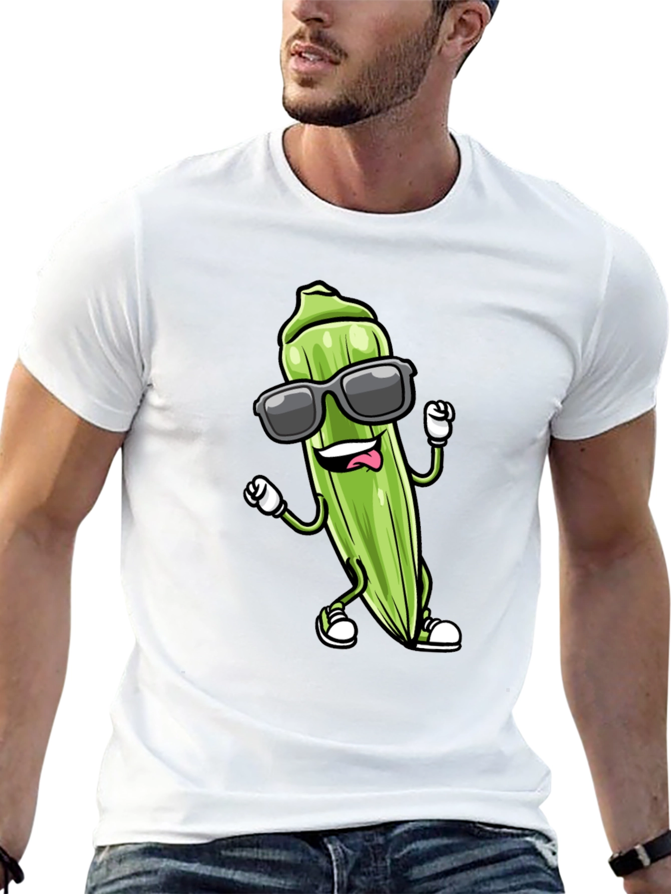 Cool Okra Graphic Tee - Black Cotton Blend