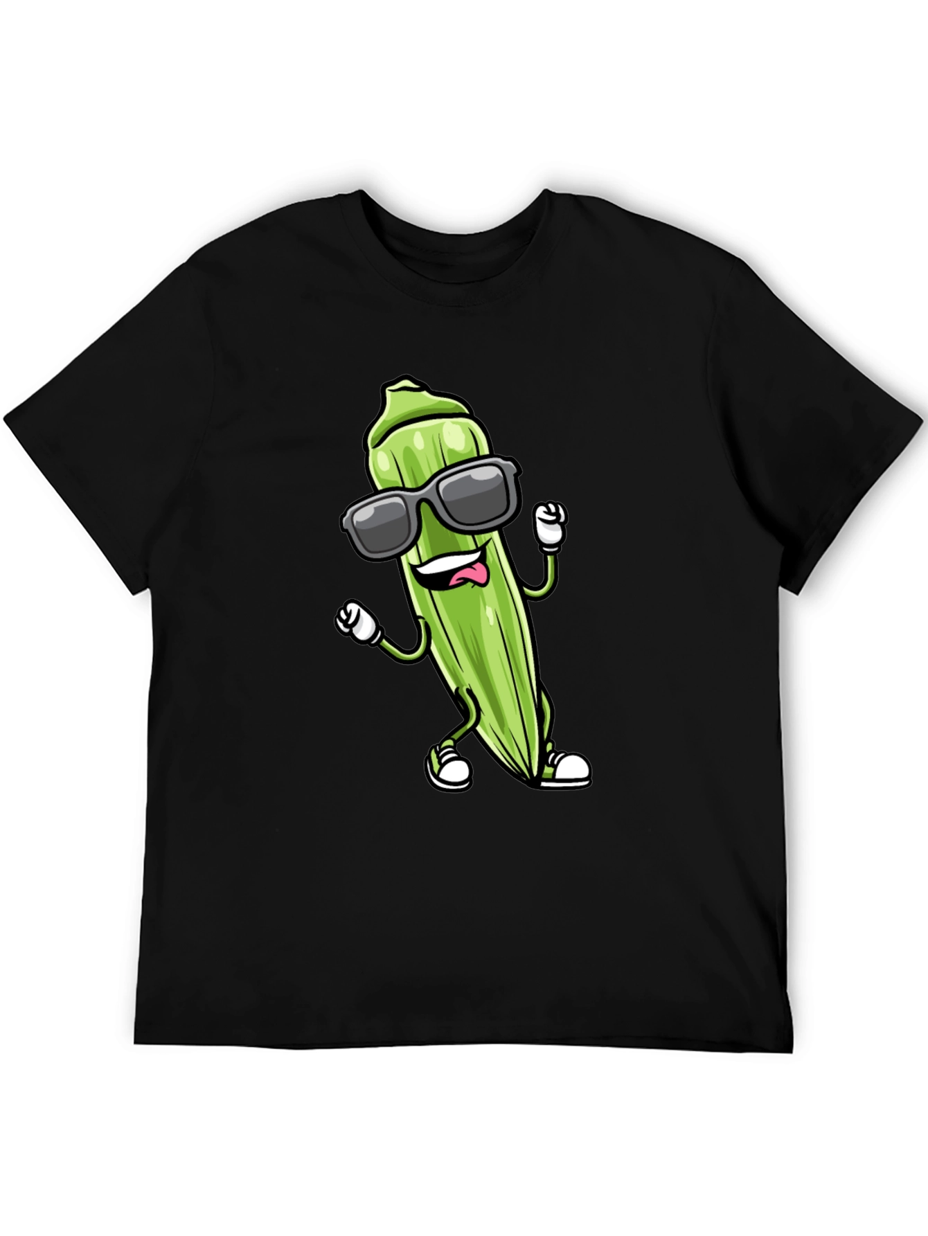 Cool Okra Graphic Tee - Black Cotton Blend