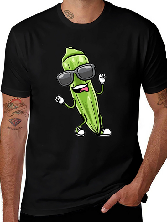 Cool Okra Graphic Tee - Black Cotton Blend