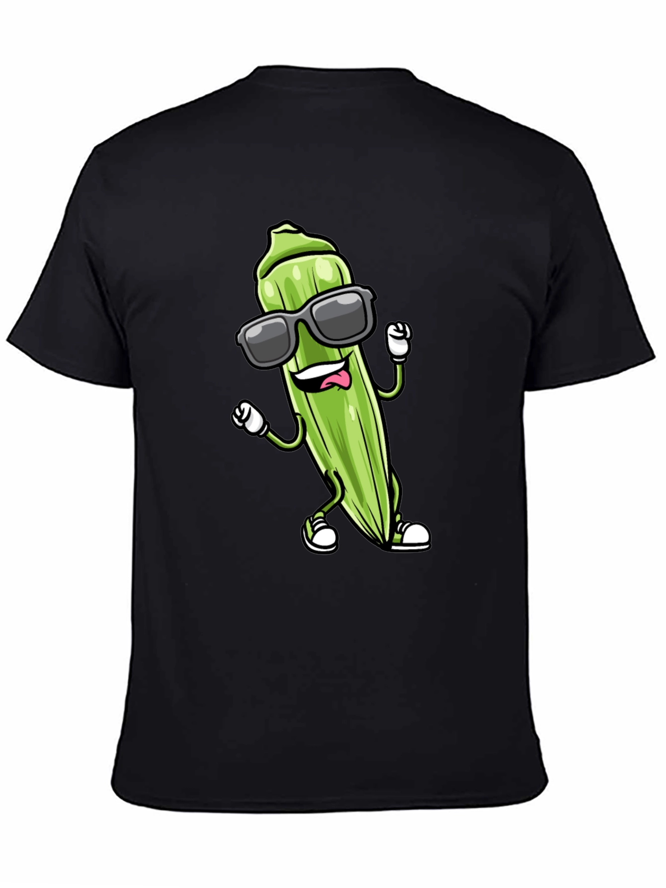 Cool Okra Graphic Tee - Black Cotton Blend