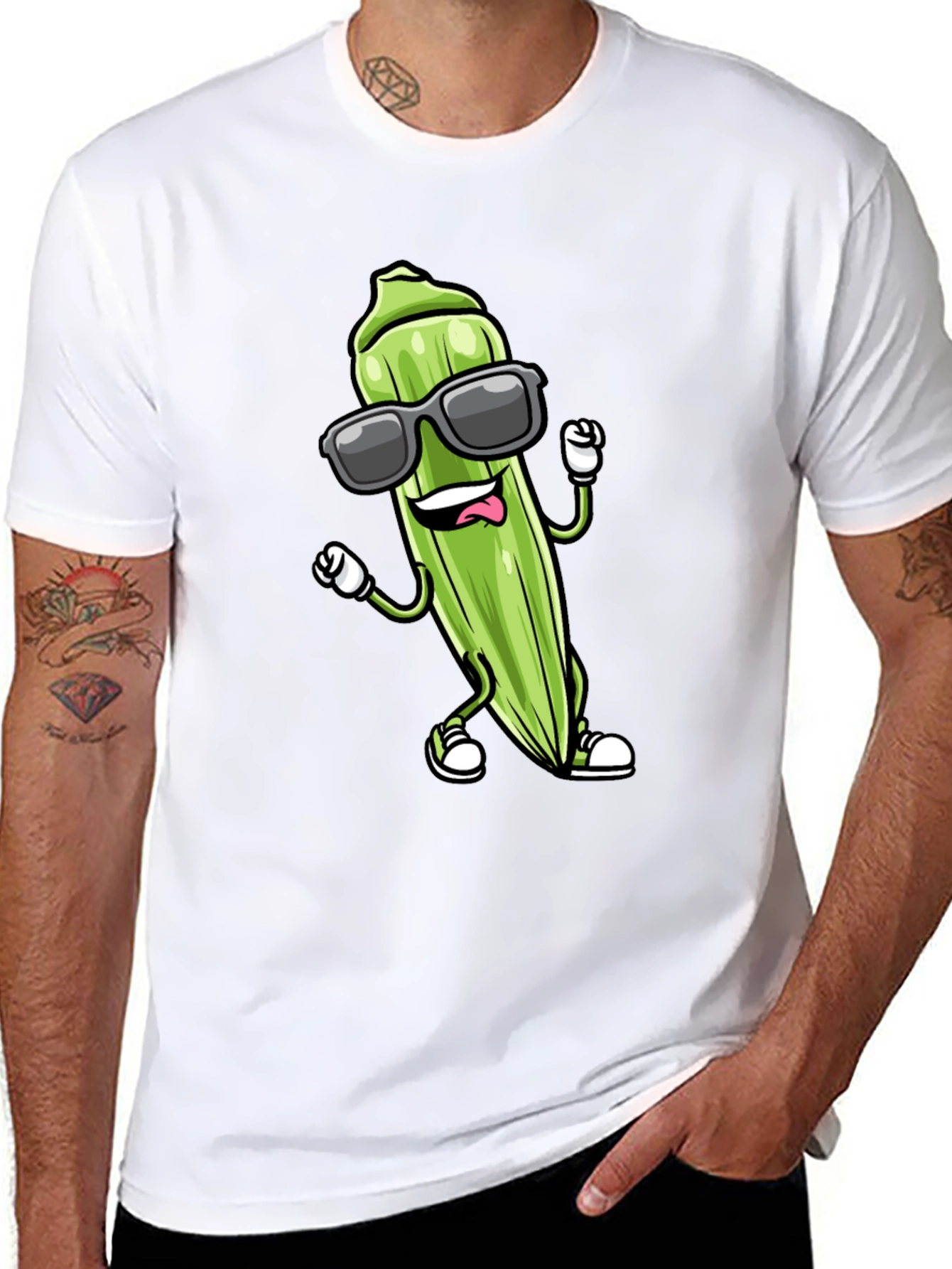 Cool Okra Graphic Tee - Black Cotton Blend