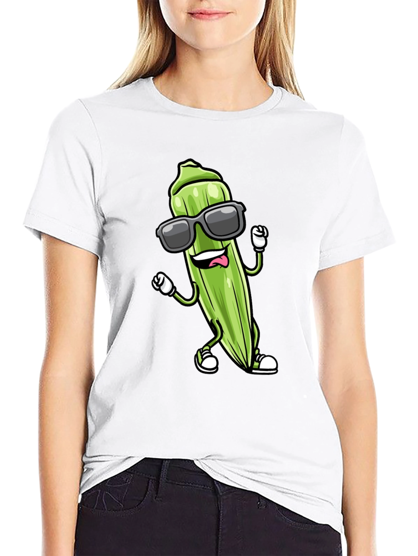 Cool Okra Graphic Tee - Black Cotton Blend