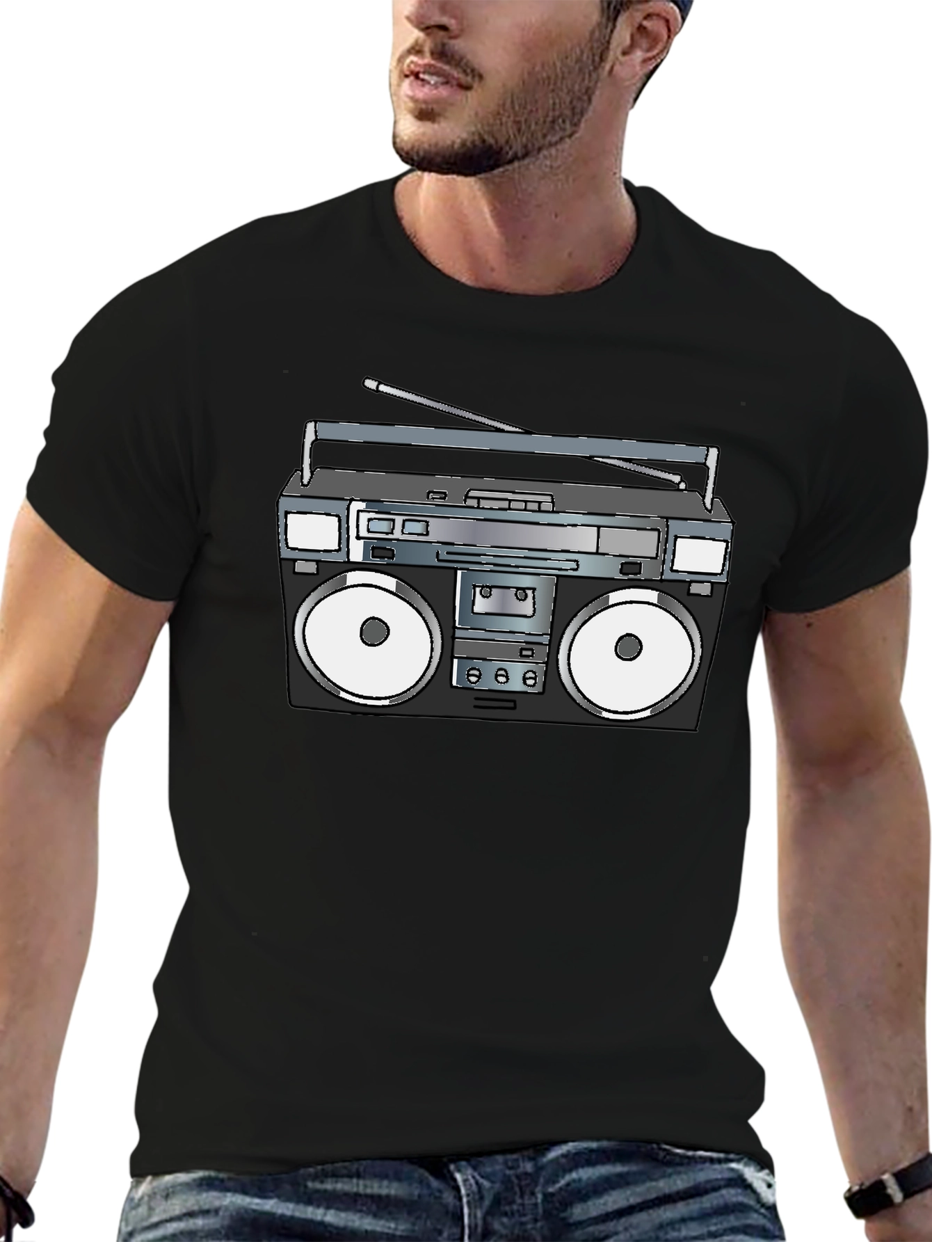 Retro Boombox T-Shirt - Black