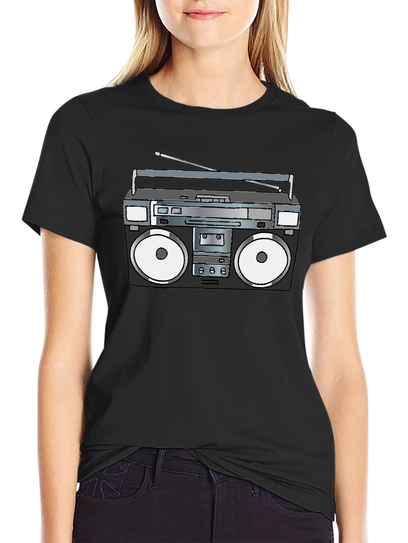 Retro Boombox T-Shirt - Black