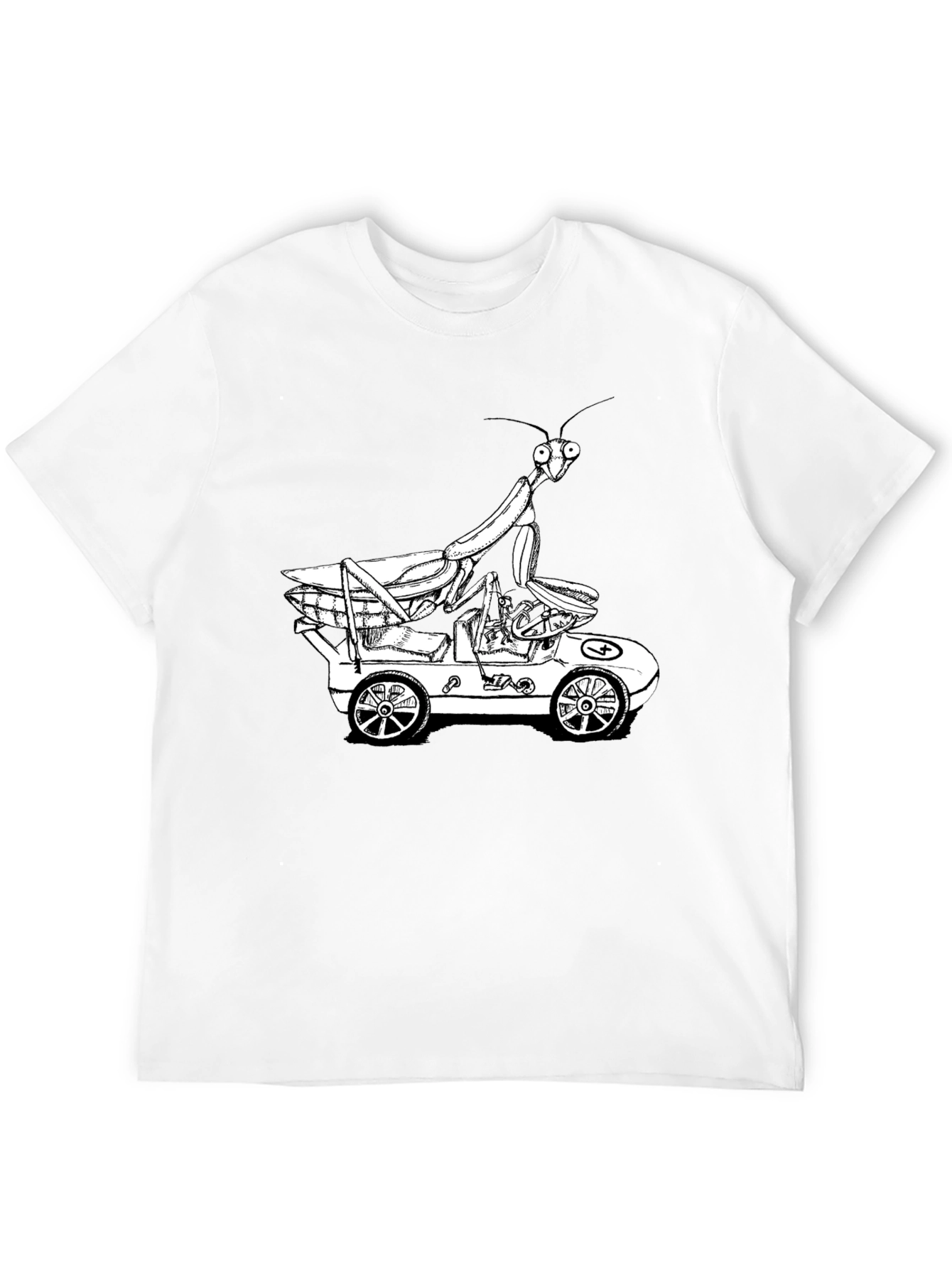 Mantis in a Car Graphic Tee - Unique Design