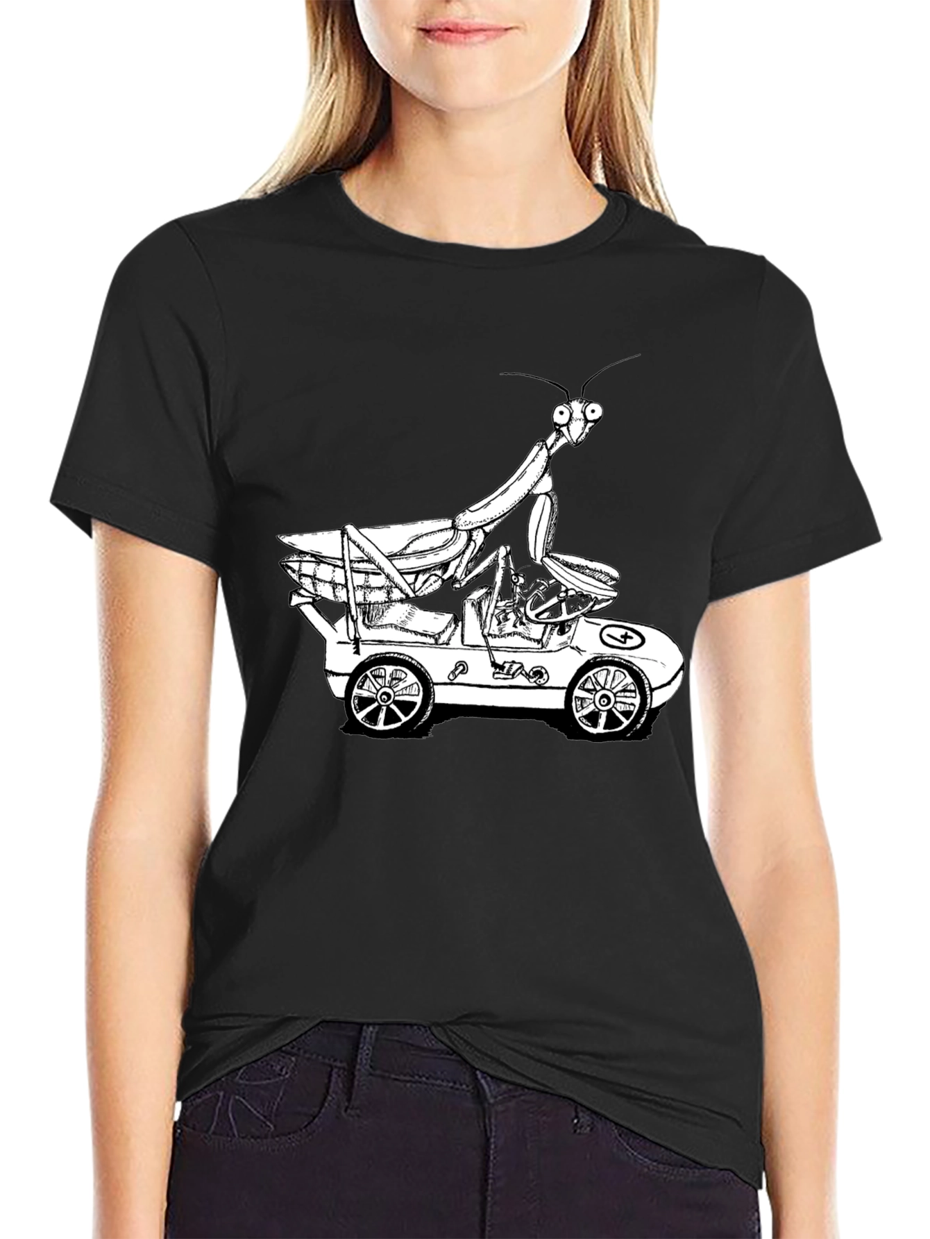 Mantis in a Car Graphic Tee - Unique Design