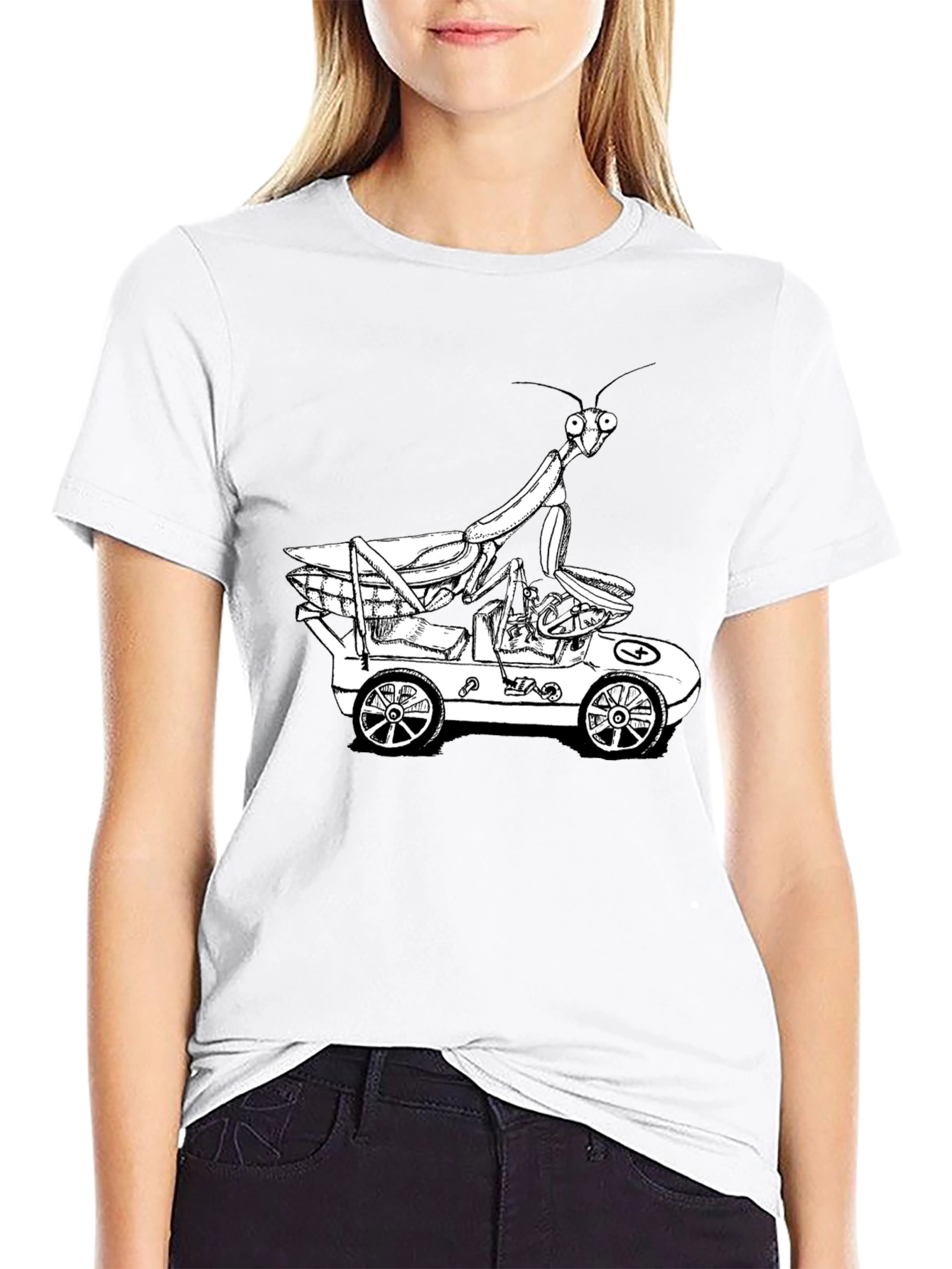 Mantis in a Car Graphic Tee - Unique Design
