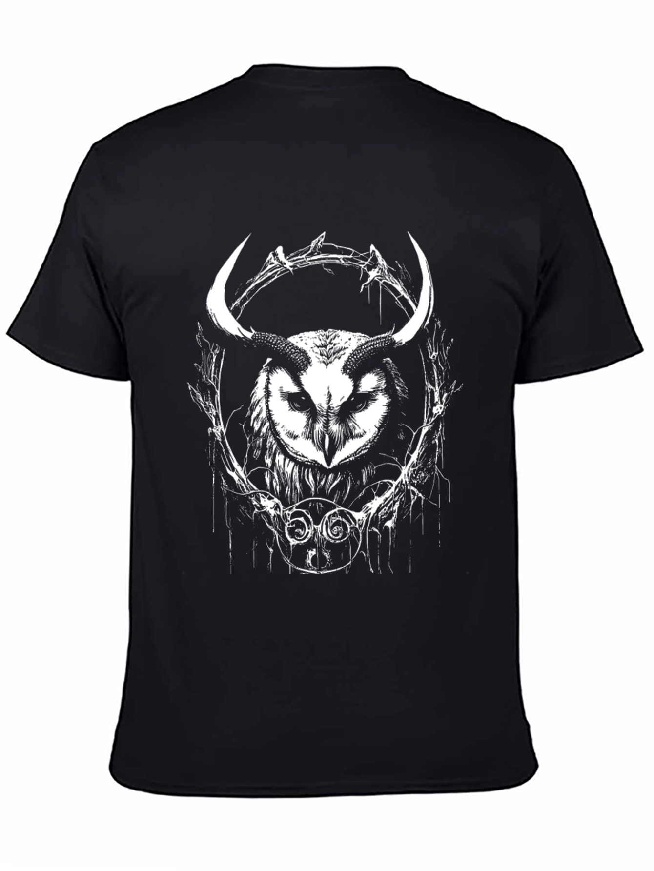 Owl Horns Graphic Black T-Shirt