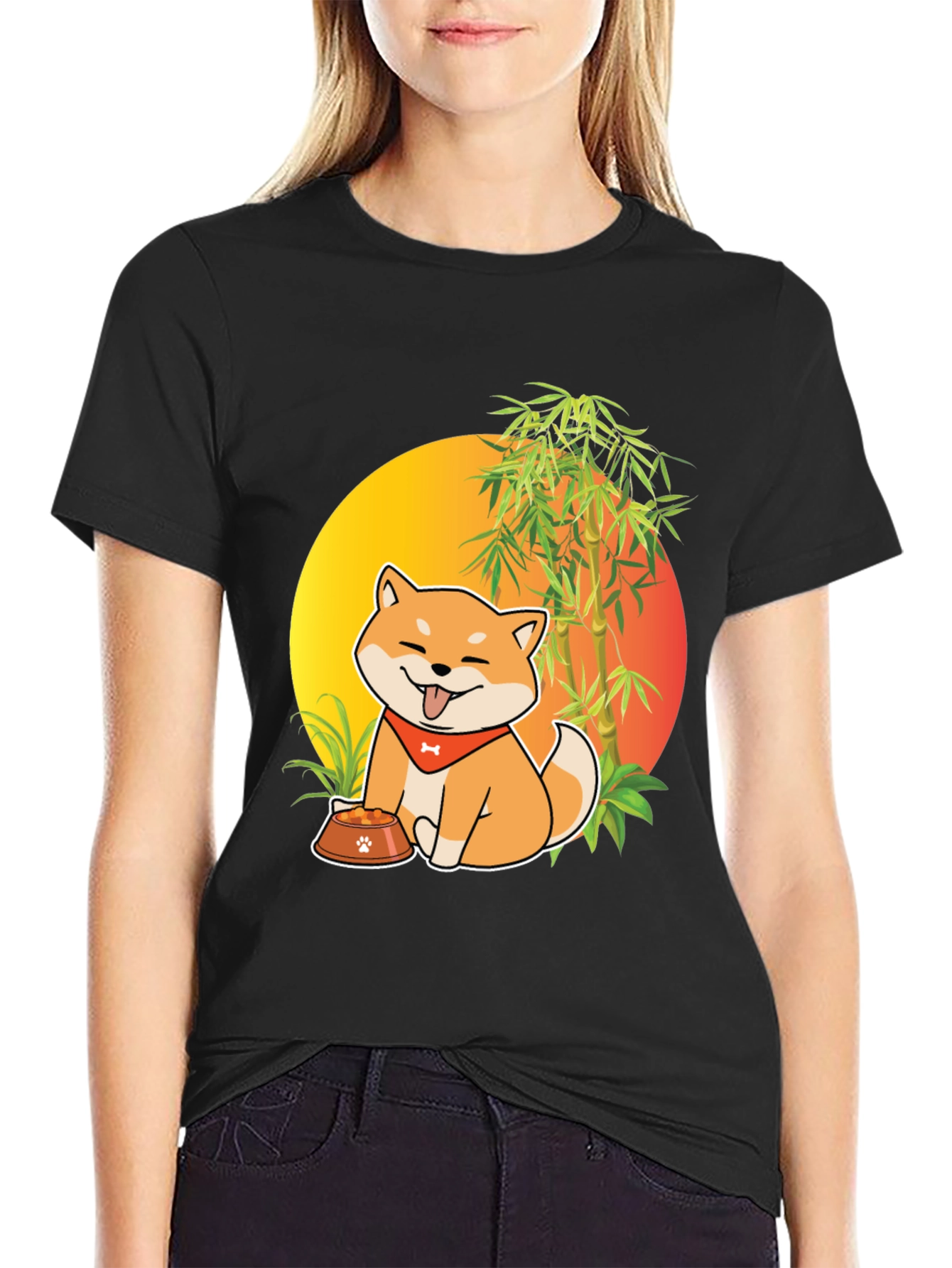 Shiba Inu Dog Cartoon Graphic T-Shirt