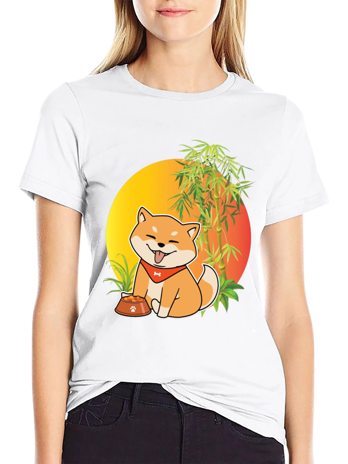 Shiba Inu Dog Cartoon Graphic T-Shirt