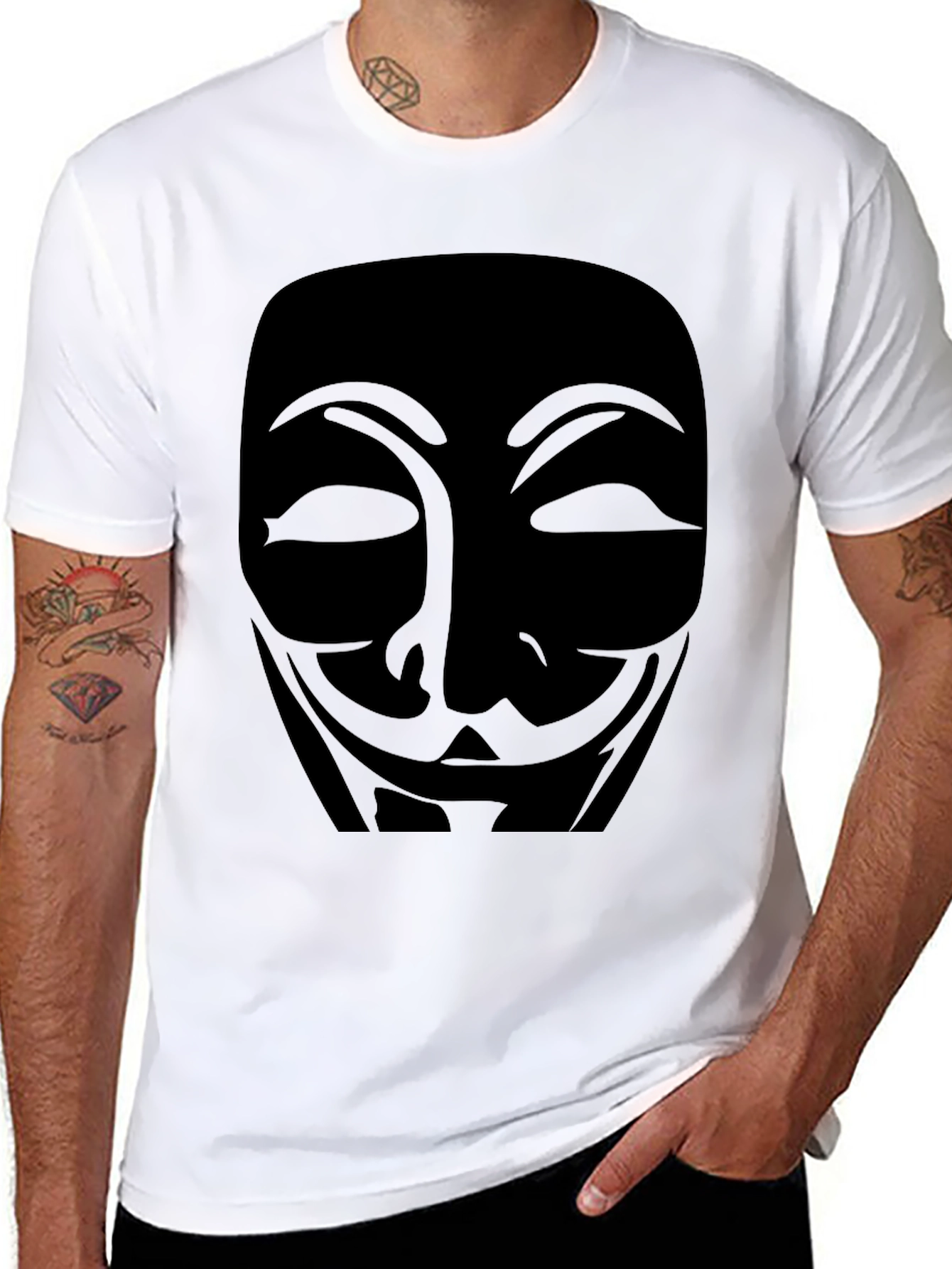 Anonymous Mask Graphic T-Shirt - Black Cotton Tee