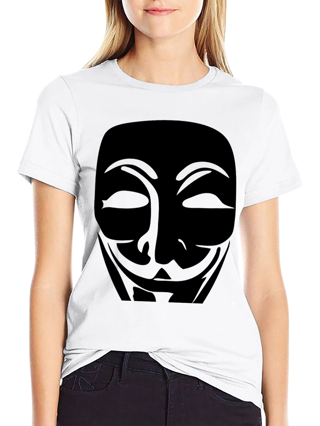 Anonymous Mask Graphic T-Shirt - Black Cotton Tee
