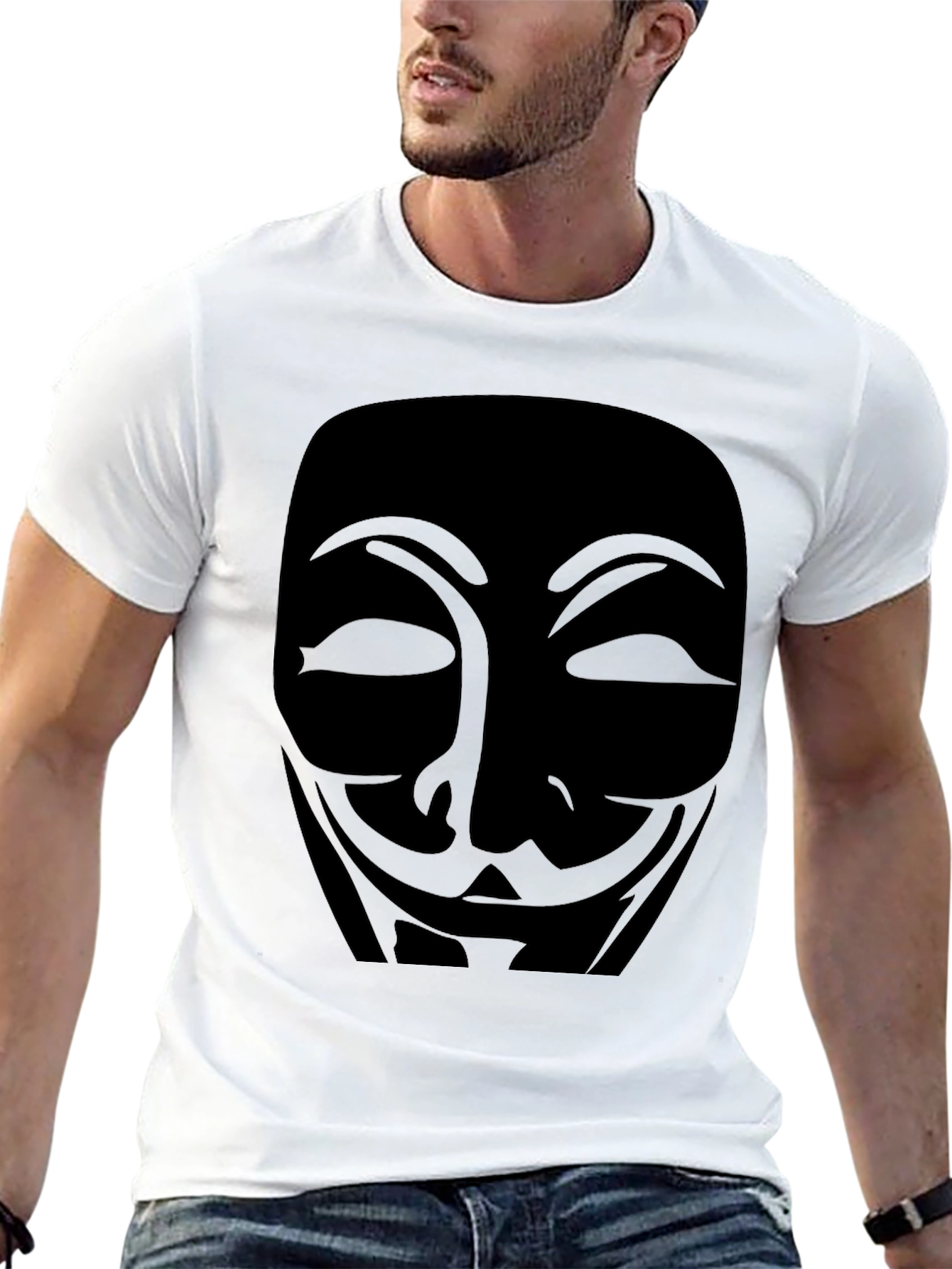 Anonymous Mask Graphic T-Shirt - Black Cotton Tee