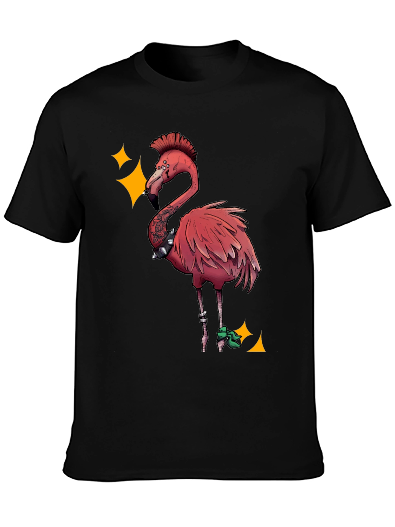 Punk Flamingo Graphic Tee - Black