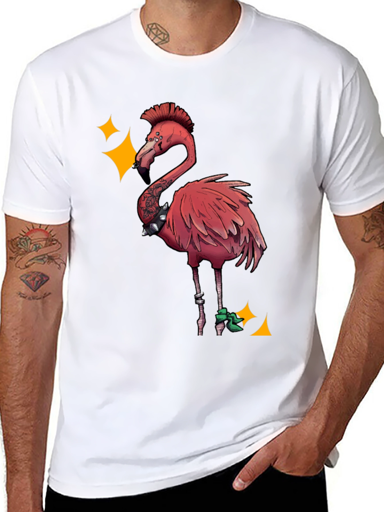 Punk Flamingo Graphic Tee - Black