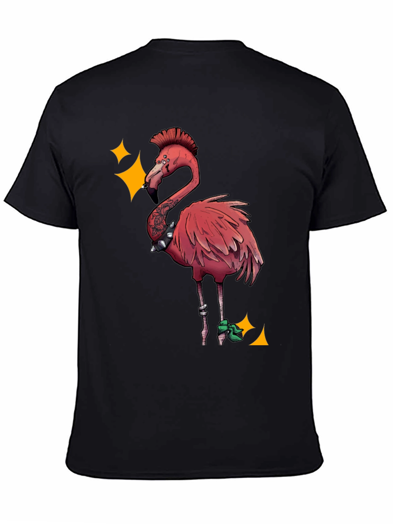 Punk Flamingo Graphic Tee - Black