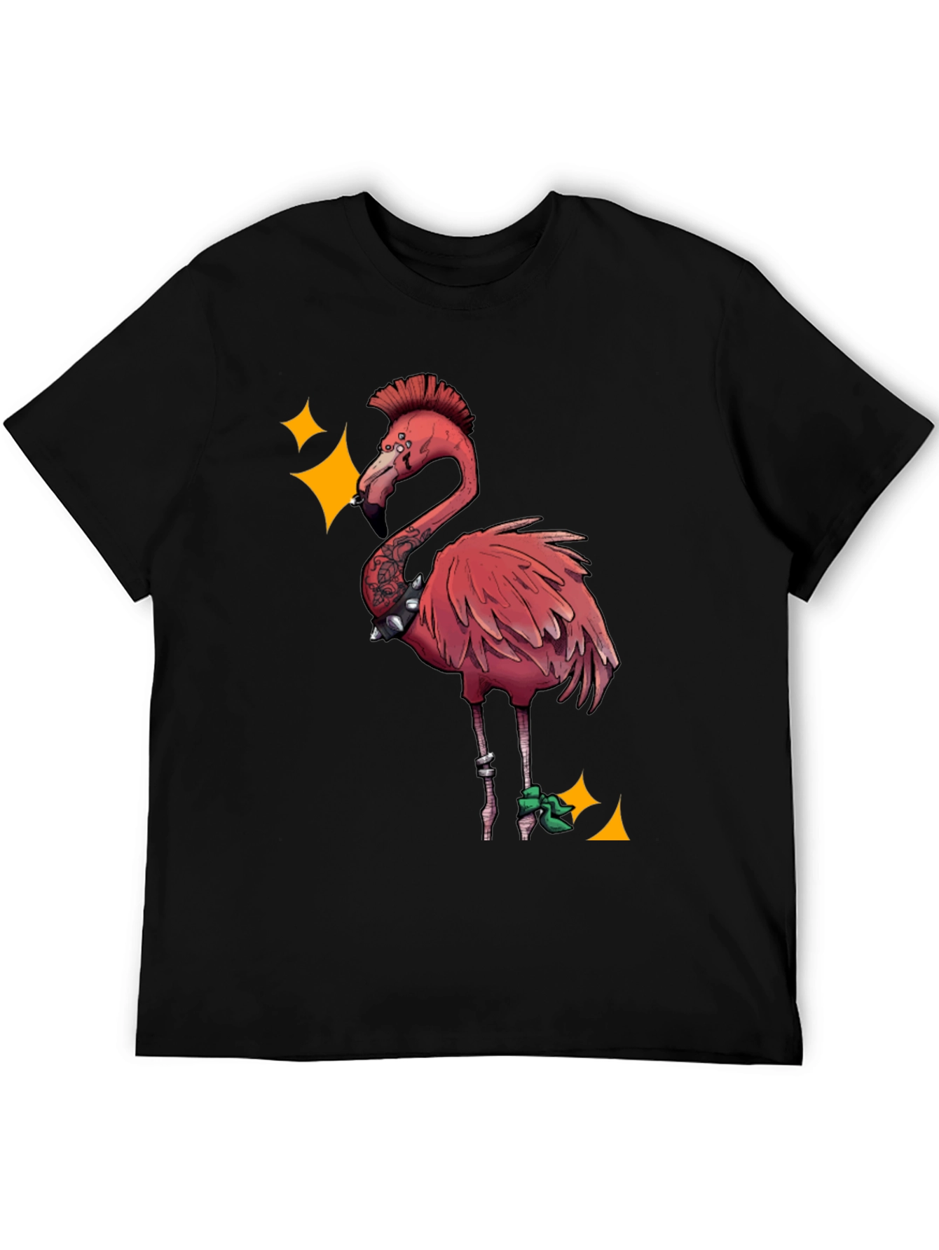Punk Flamingo Graphic Tee - Black