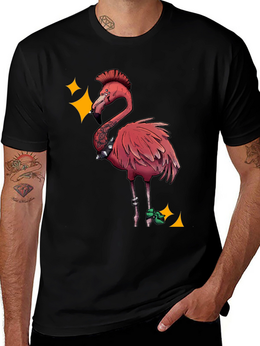 Punk Flamingo Graphic Tee - Black