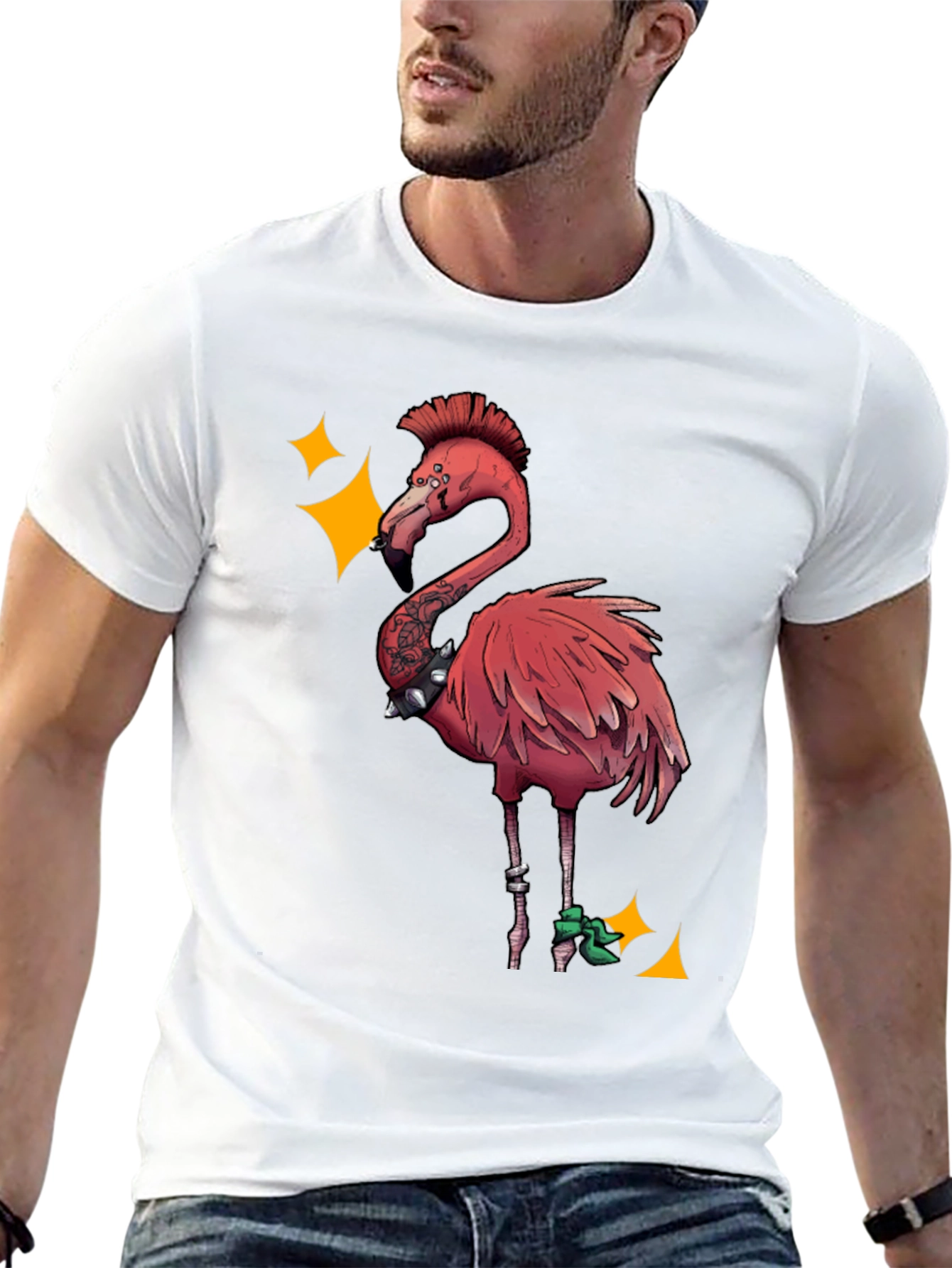 Punk Flamingo Graphic Tee - Black
