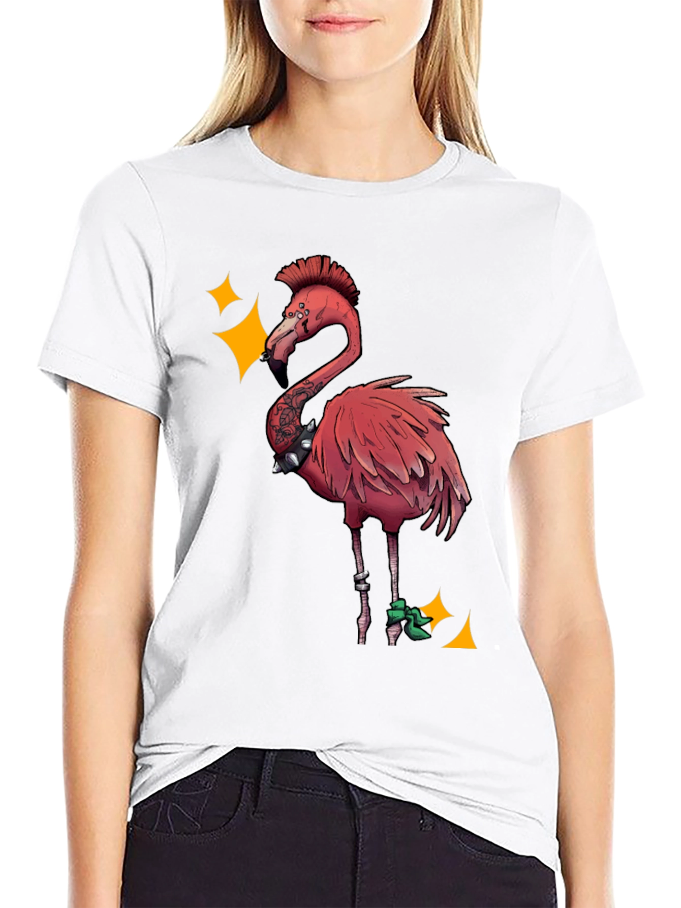 Punk Flamingo Graphic Tee - Black