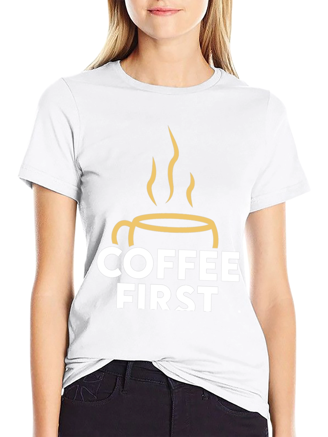 Coffee First Graphic Tee - Black Unisex T-Shirt