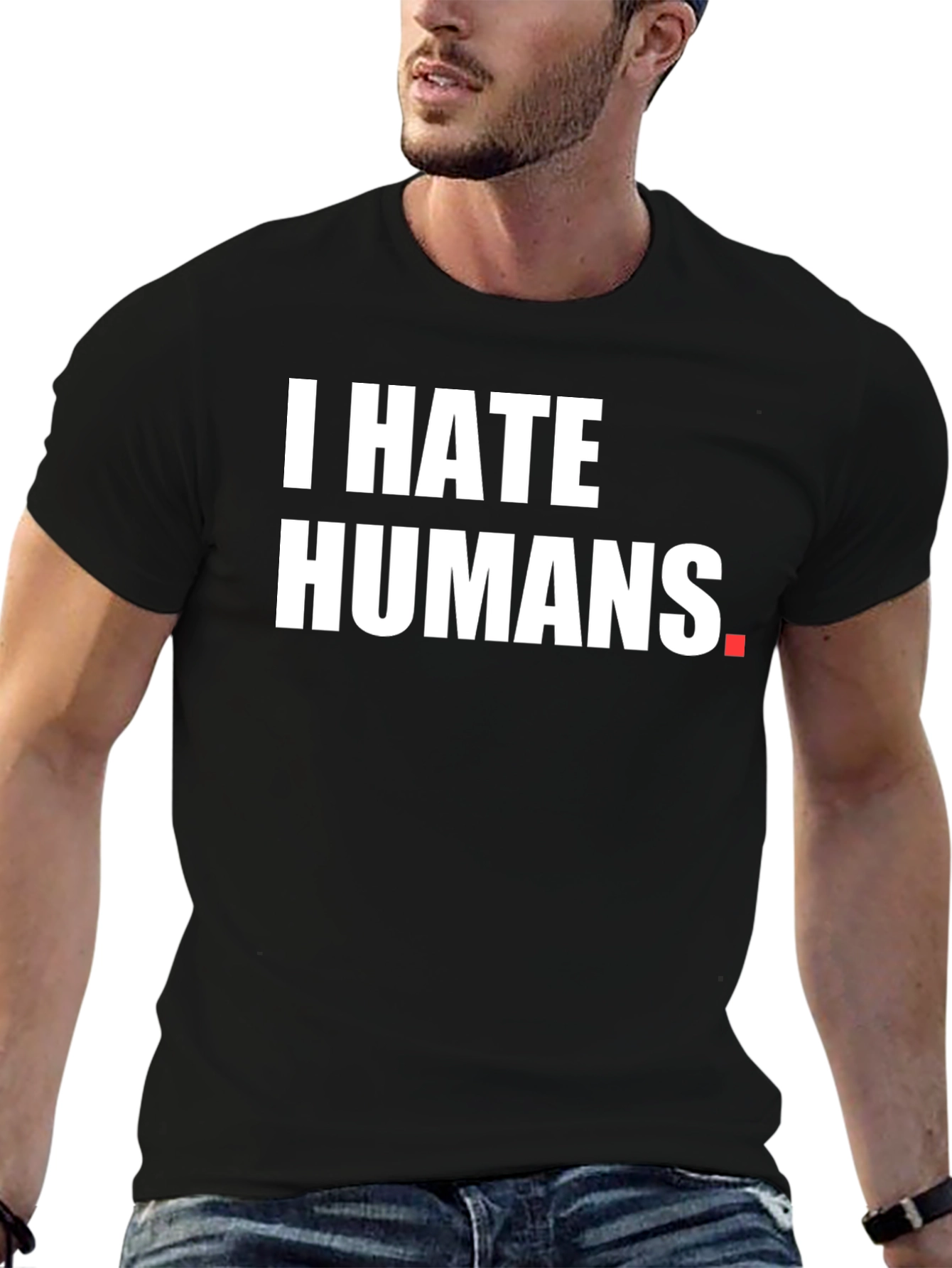 I HATE HUMANS Black Graphic Tee - Novelty Shirt