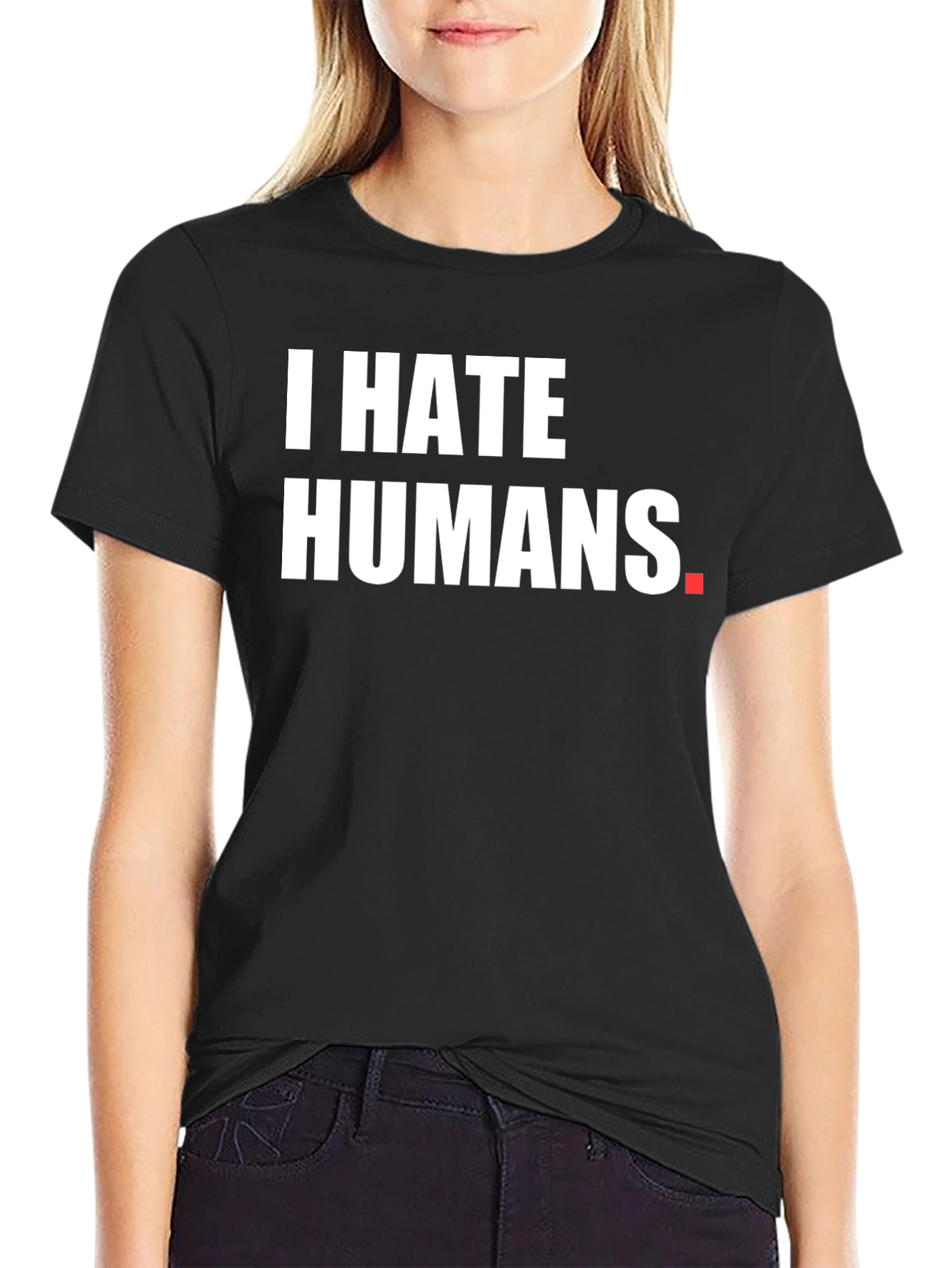 I HATE HUMANS Black Graphic Tee - Novelty Shirt