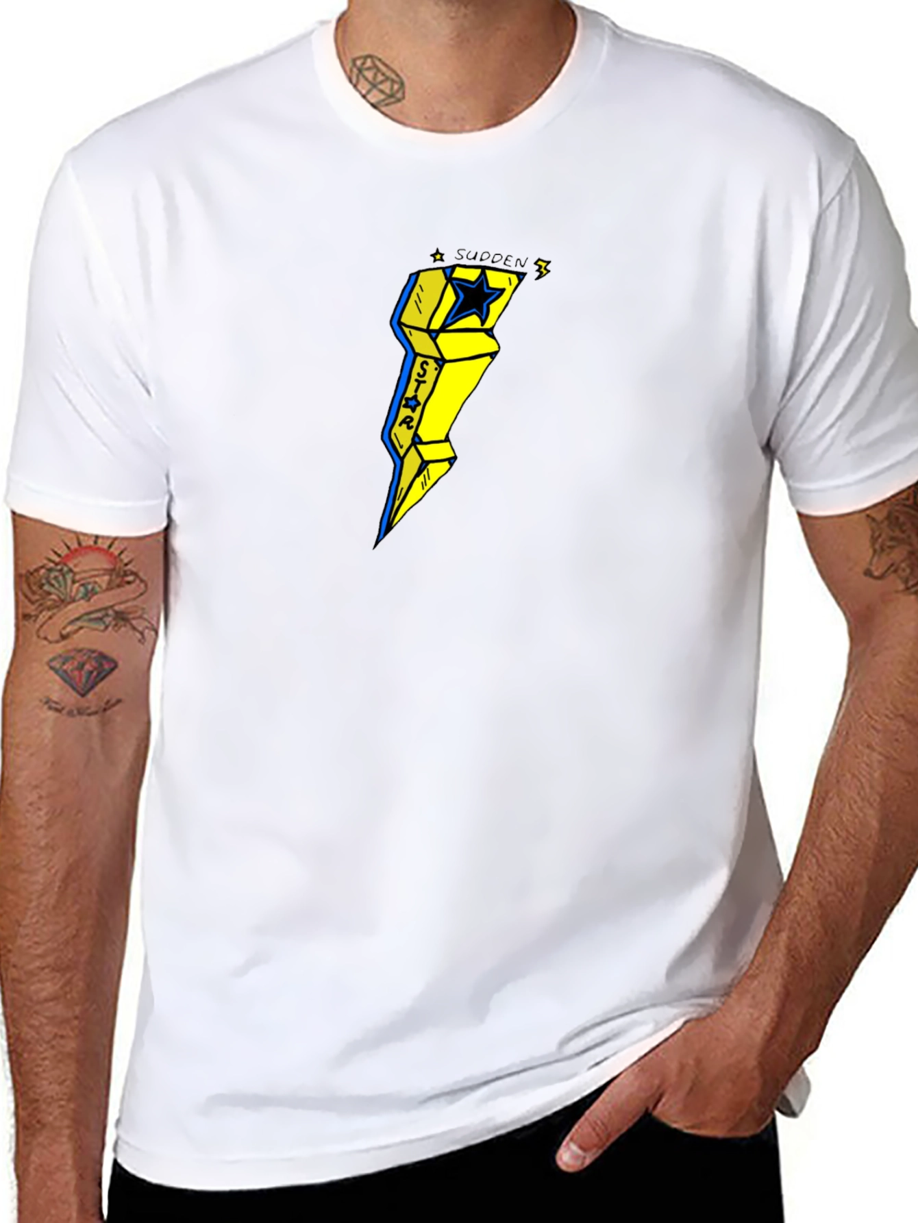 Sudden Star Lightning Bolt Graphic Tee - Black