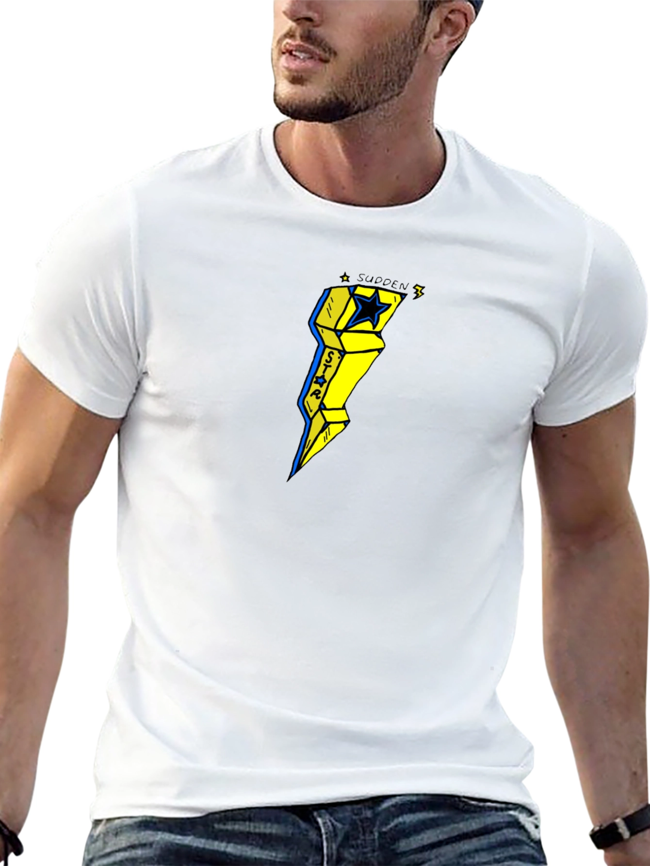 Sudden Star Lightning Bolt Graphic Tee - Black