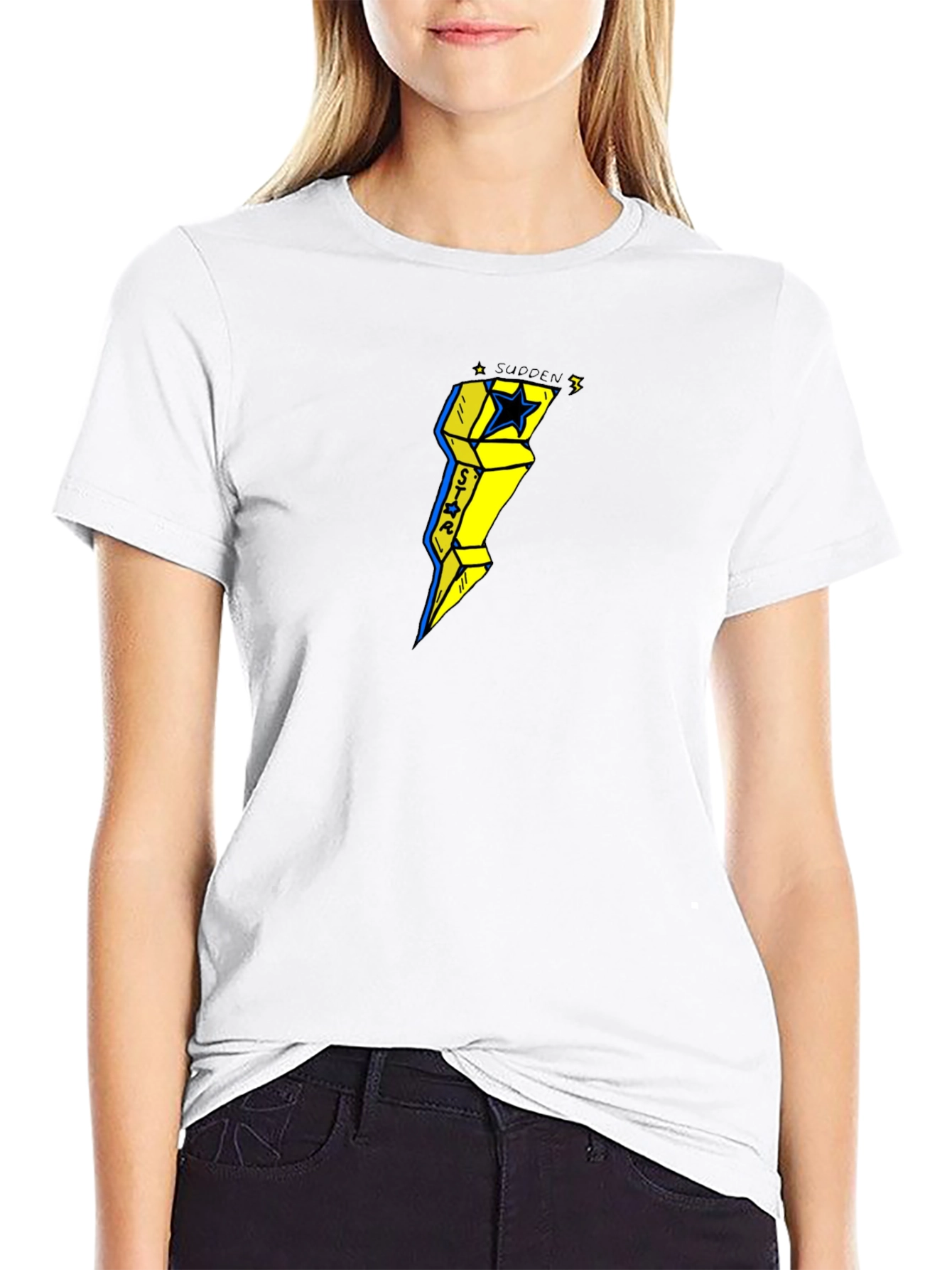Sudden Star Lightning Bolt Graphic Tee - Black