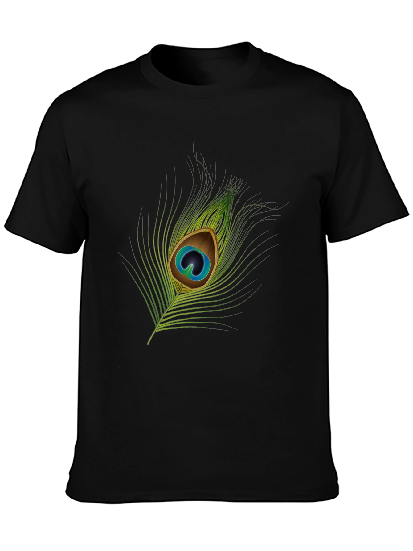 Peacock Feather Graphic Tee - Stylish Black T-Shirt