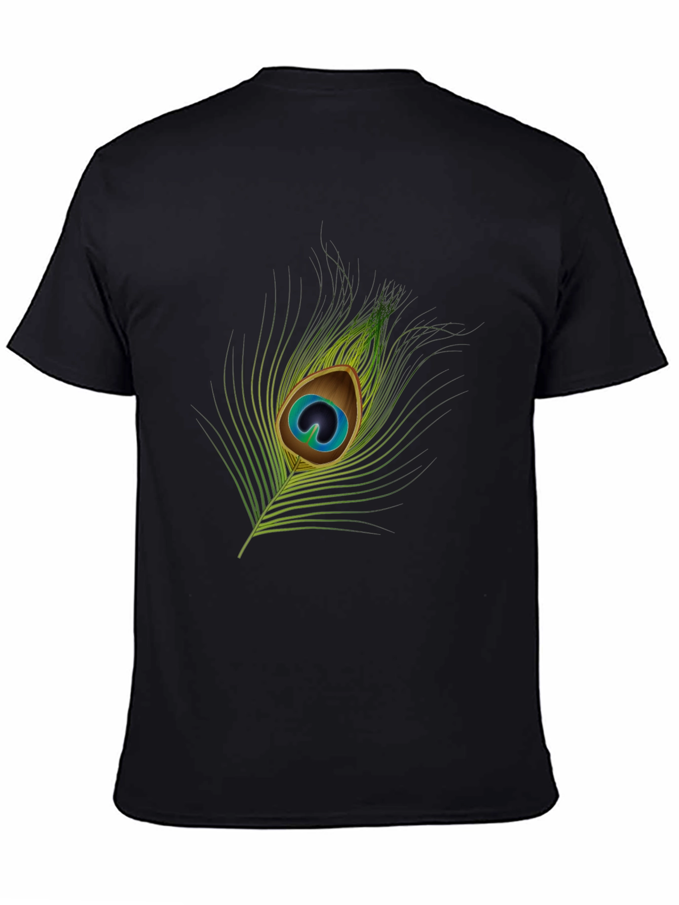 Peacock Feather Graphic Tee - Stylish Black T-Shirt