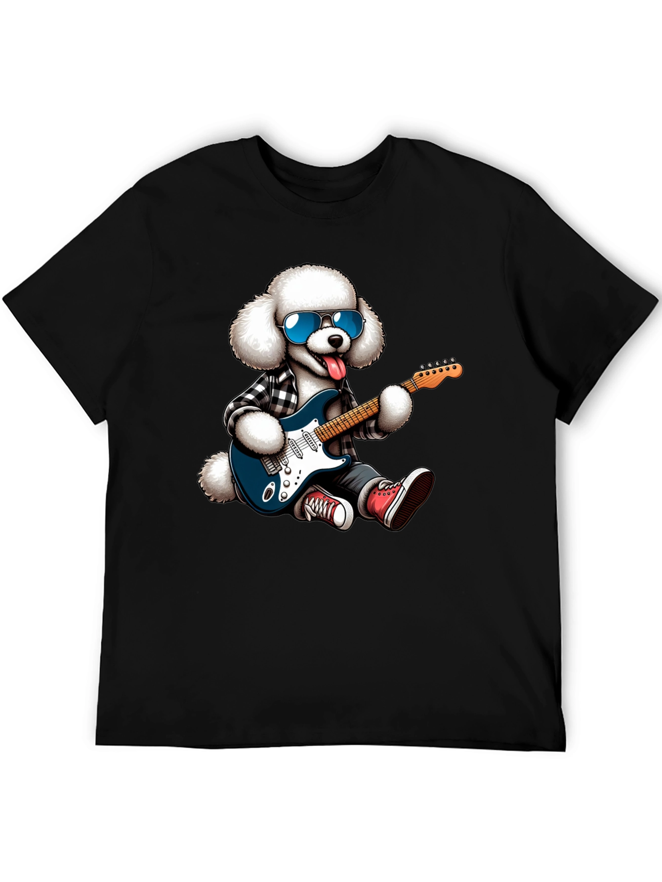 Cool Poodle Guitarist Graphic Tee