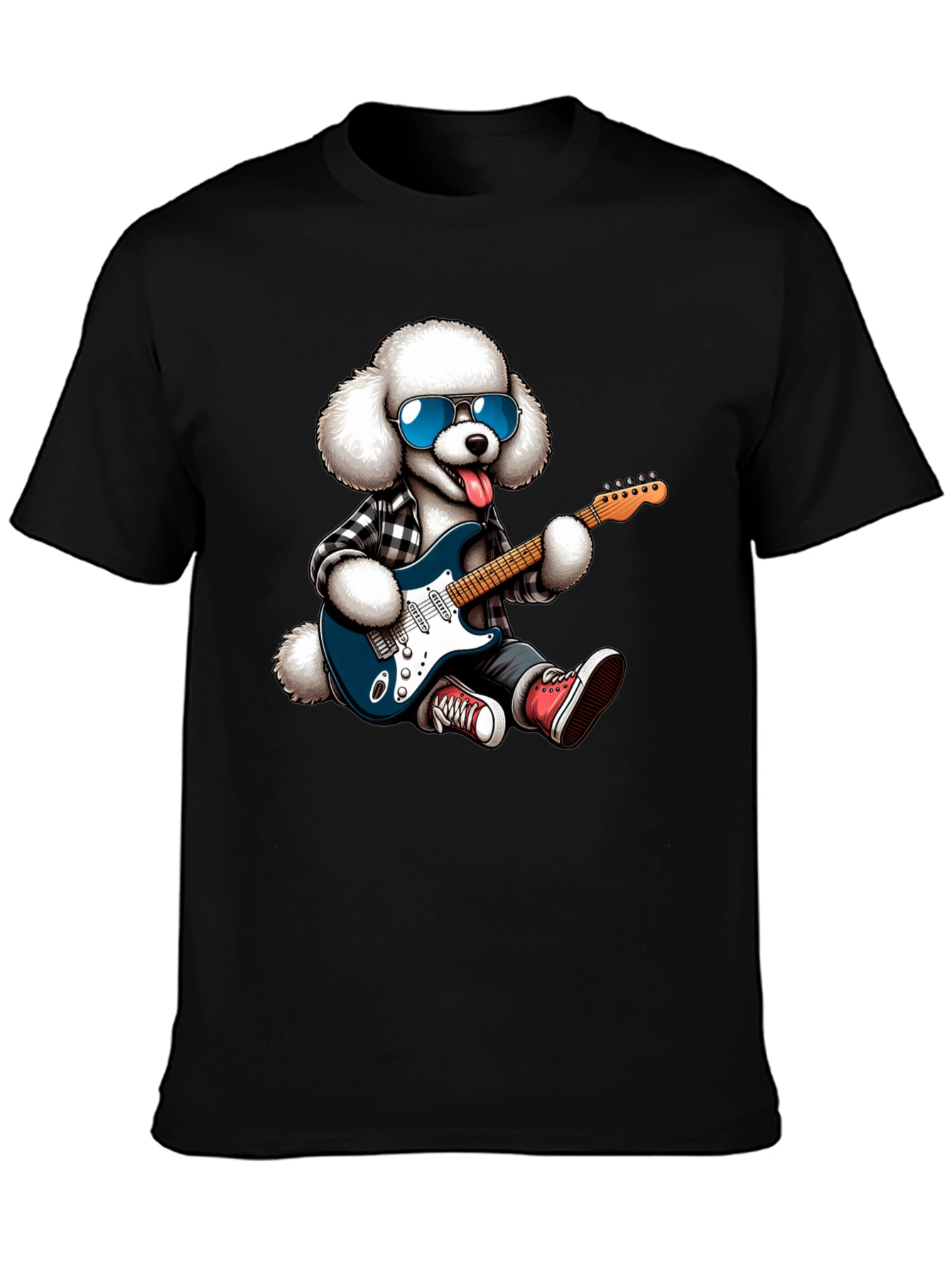 Cool Poodle Guitarist Graphic Tee